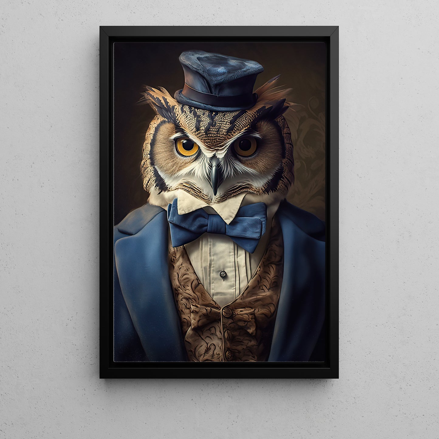 The Owl's Aristocracy, Victorian Owl Canvas Painting, Victorian Animal Wall Art Decor, Poster Gift For Owl Lovers