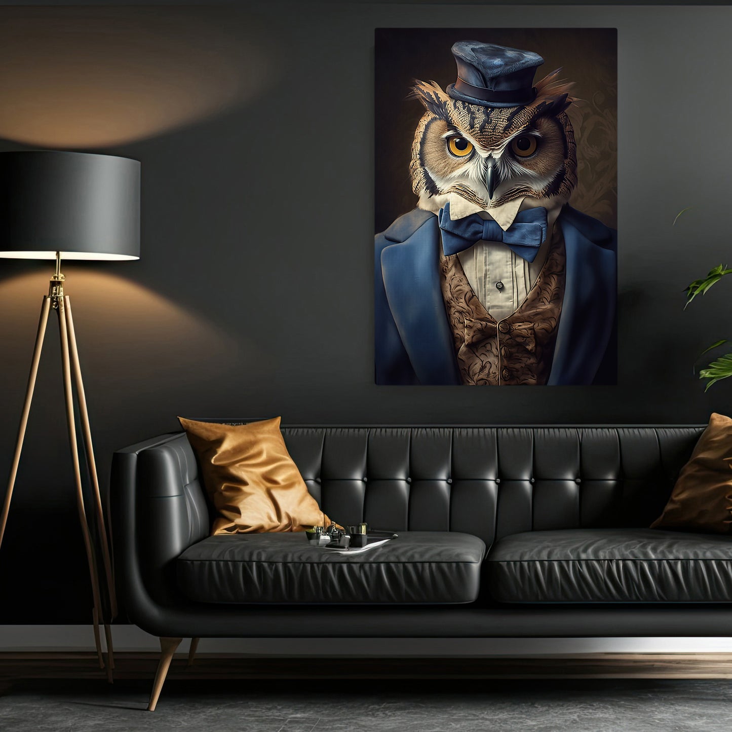 The Owl's Aristocracy, Victorian Owl Canvas Painting, Victorian Animal Wall Art Decor, Poster Gift For Owl Lovers