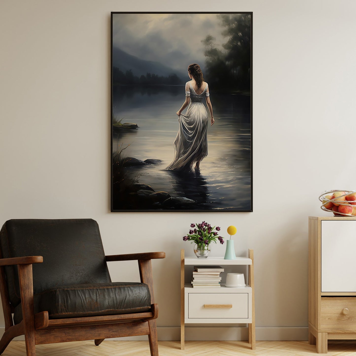 Twilight Whispers By the Riverside, Victorian Princess Canvas Painting, Wall Art Decor - Princess Poster Gift