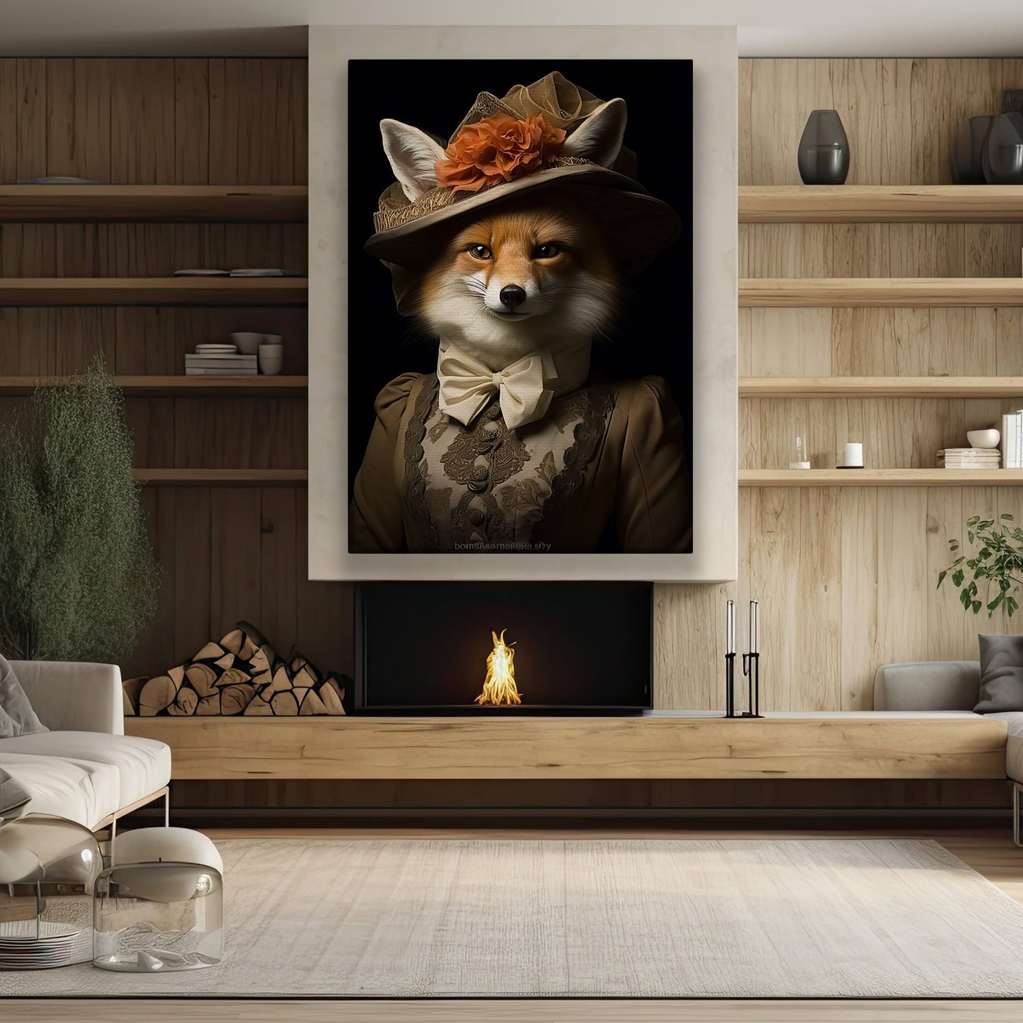 Fox of the Victorian Era, Victorian Fox Canvas Painting, Mysterical Wall Art Decor, Poster Gift For Fox Lovers