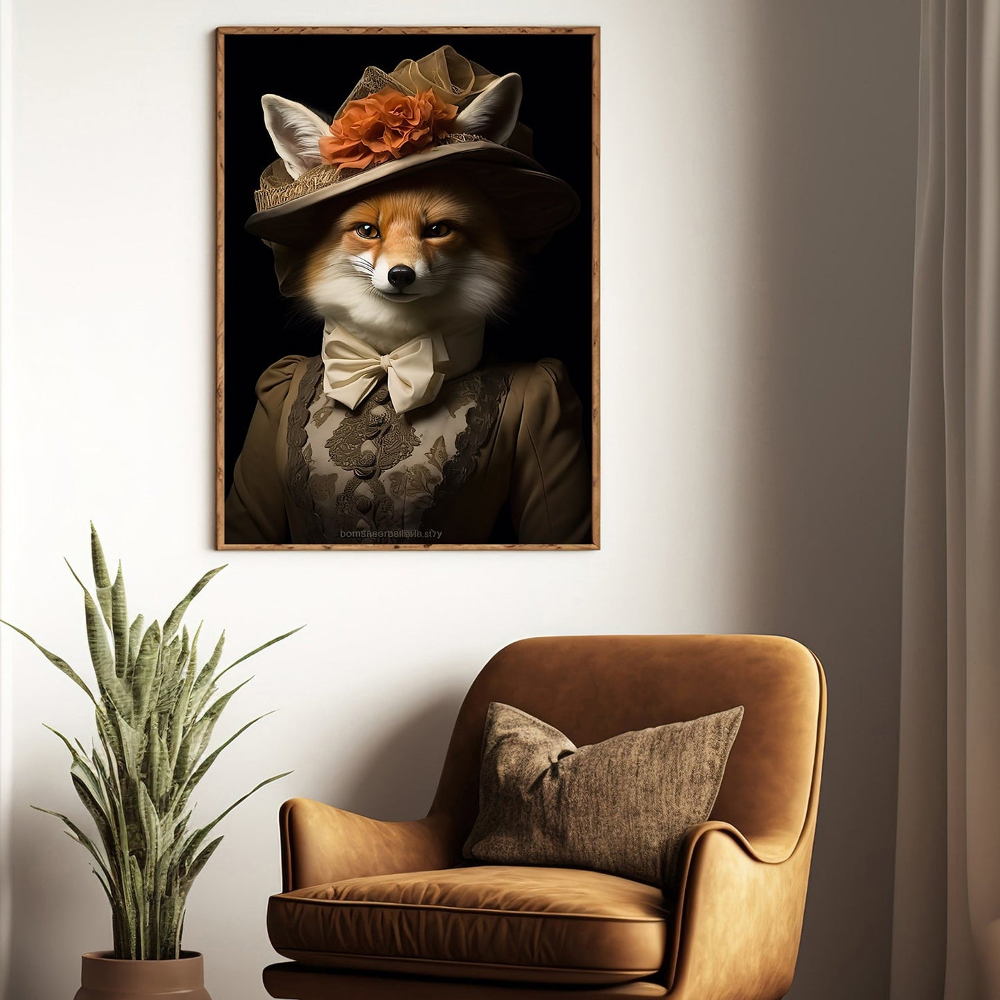 Fox of the Victorian Era, Victorian Fox Canvas Painting, Mysterical Wall Art Decor, Poster Gift For Fox Lovers