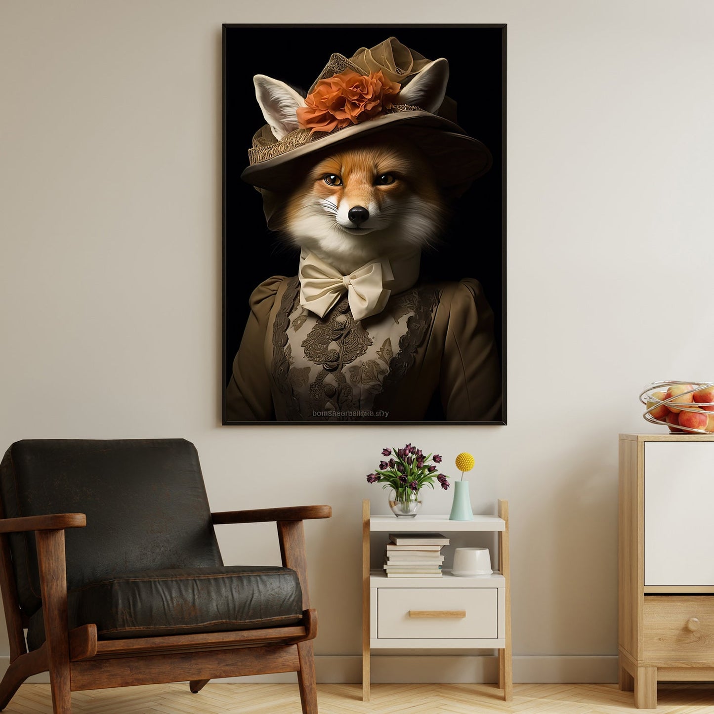 Fox of the Victorian Era, Victorian Fox Canvas Painting, Mysterical Wall Art Decor, Poster Gift For Fox Lovers