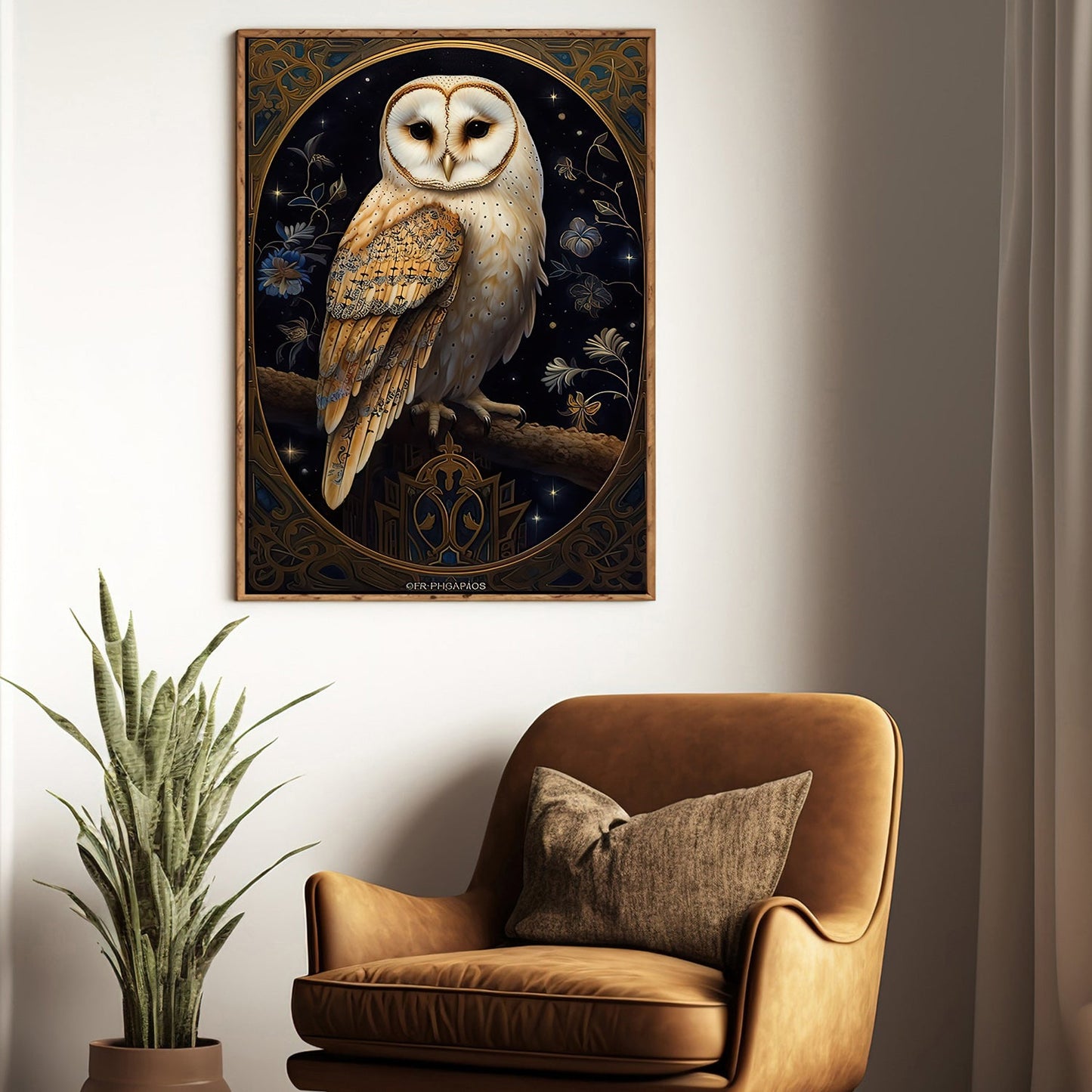 Celestial Watcher, Owl Canvas Painting, Mysterical Wall Art Decor, Poster Gift For Owl Lovers