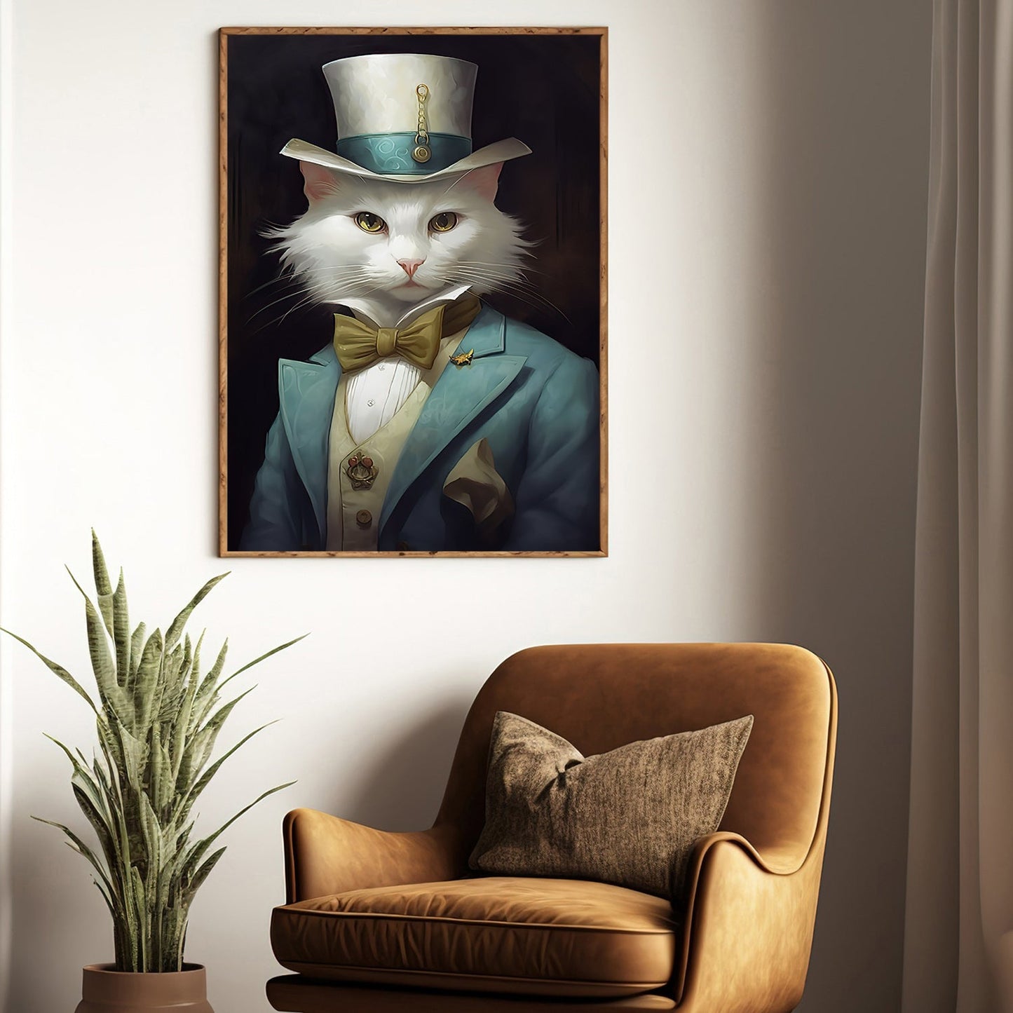 Regal Whiskers, Victorian Cat Canvas Painting, Mysterical Wall Art Decor, Poster Gift For Cat Lovers