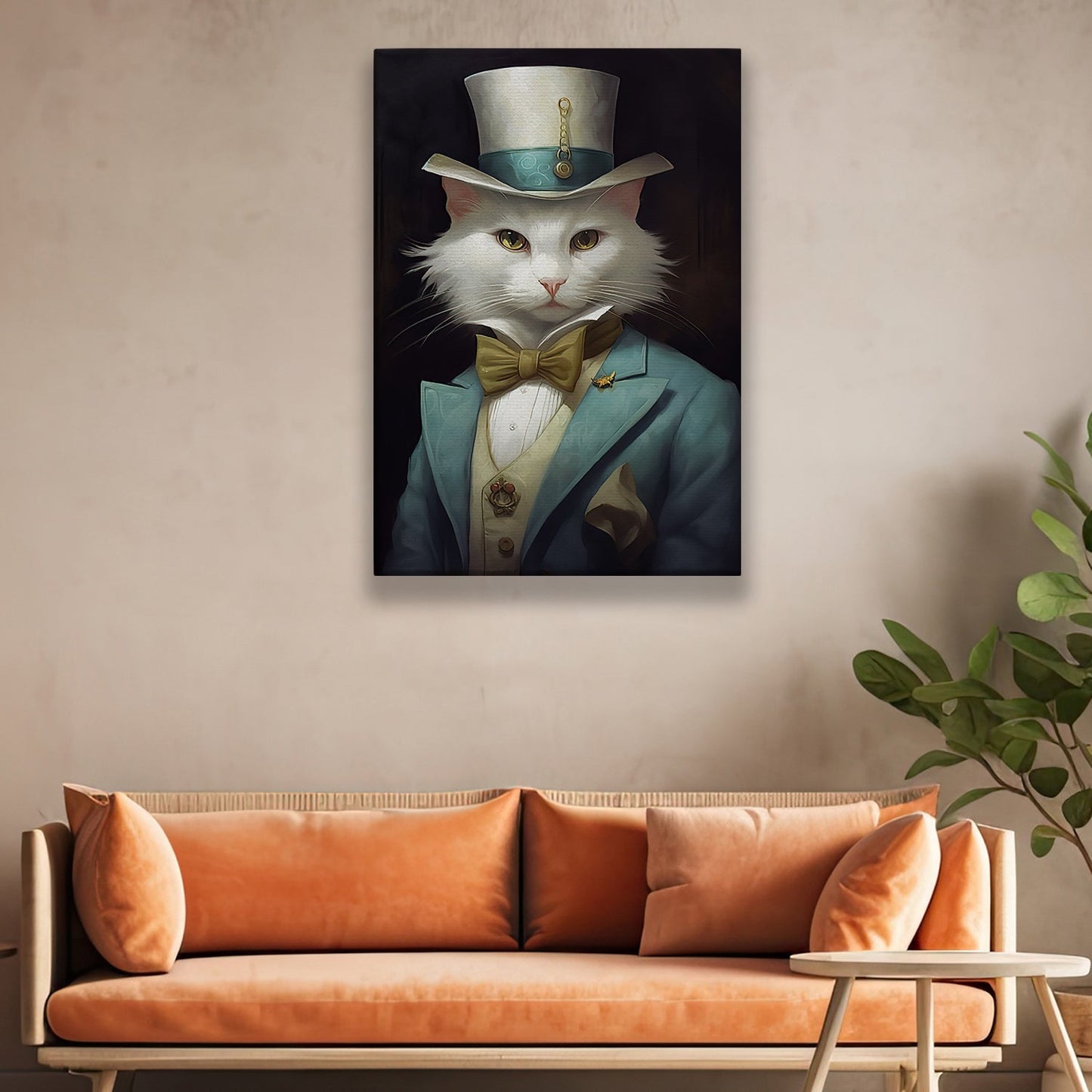 Regal Whiskers, Victorian Cat Canvas Painting, Mysterical Wall Art Decor, Poster Gift For Cat Lovers