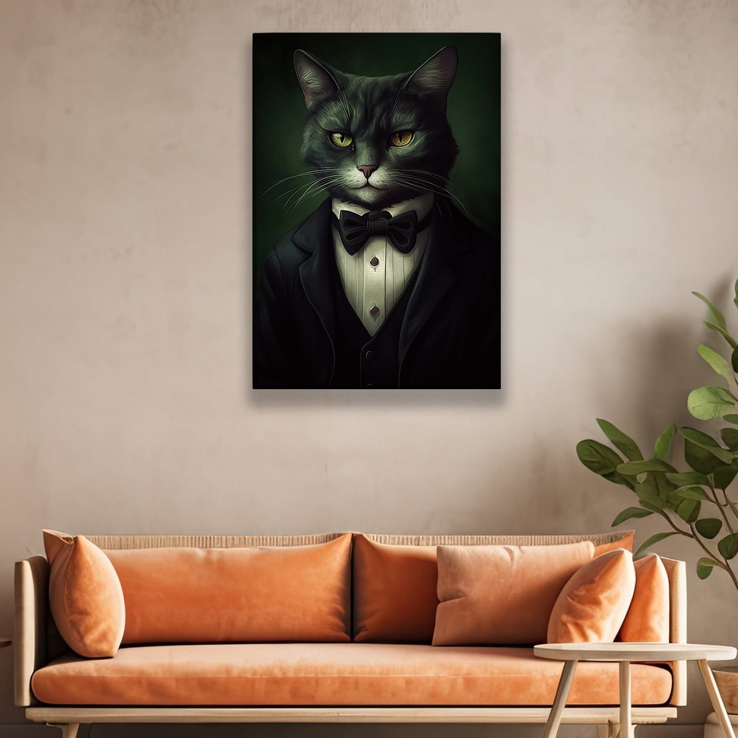 Majestic Mien, Victorian Cat Canvas Painting, Victorian Animal Wall Art Decor, Poster Gift For Cat Lovers