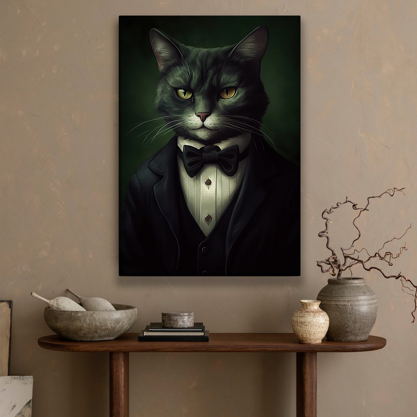 Majestic Mien, Victorian Cat Canvas Painting, Victorian Animal Wall Art Decor, Poster Gift For Cat Lovers