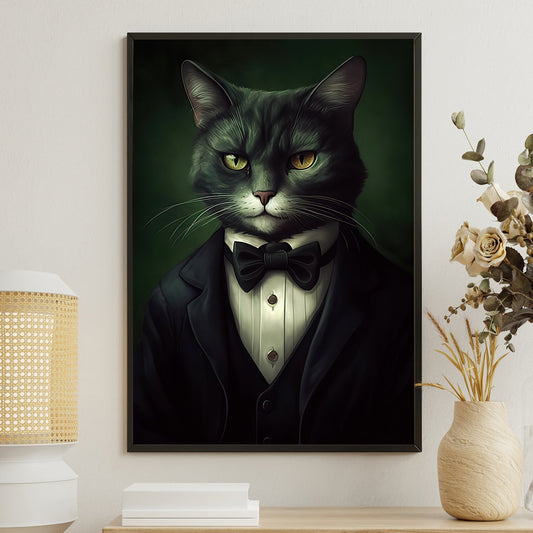 Majestic Mien, Victorian Cat Canvas Painting, Victorian Animal Wall Art Decor, Poster Gift For Cat Lovers