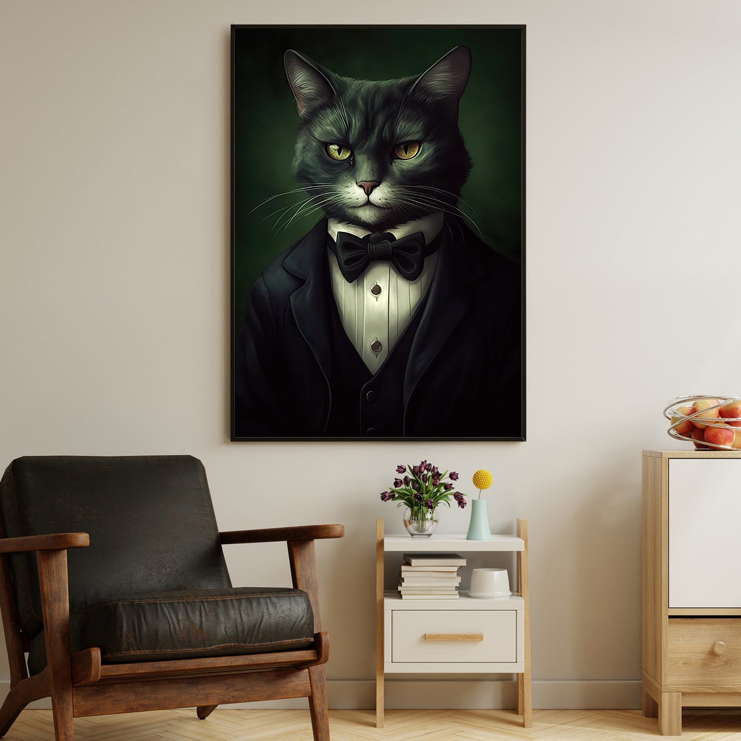 Majestic Mien, Victorian Cat Canvas Painting, Victorian Animal Wall Art Decor, Poster Gift For Cat Lovers