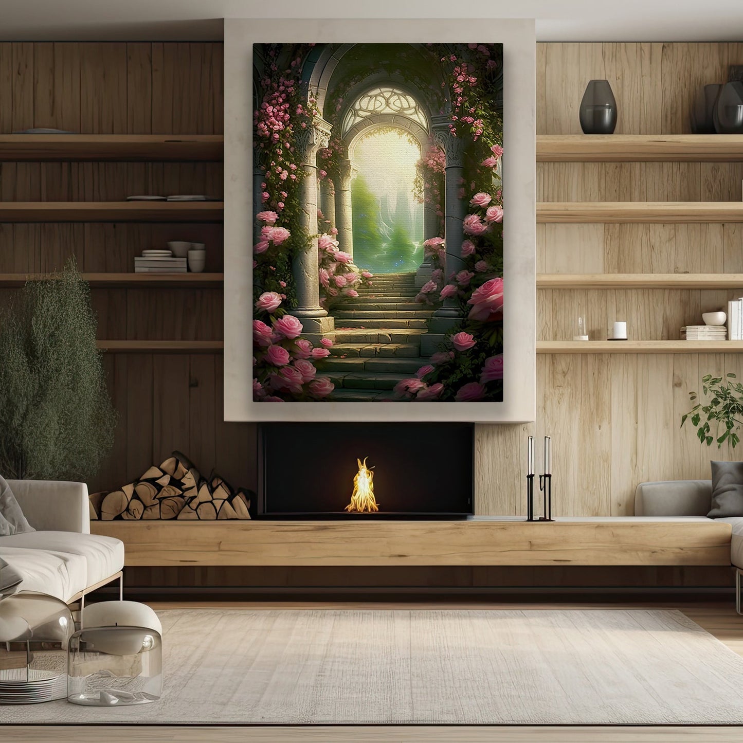 Sanctuary of Bloom, Modern Flower Canvas Painting, Wall Art Decor, Poster Gift For Roses Lovers