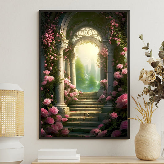 Sanctuary of Bloom, Modern Flower Canvas Painting, Wall Art Decor, Poster Gift For Roses Lovers