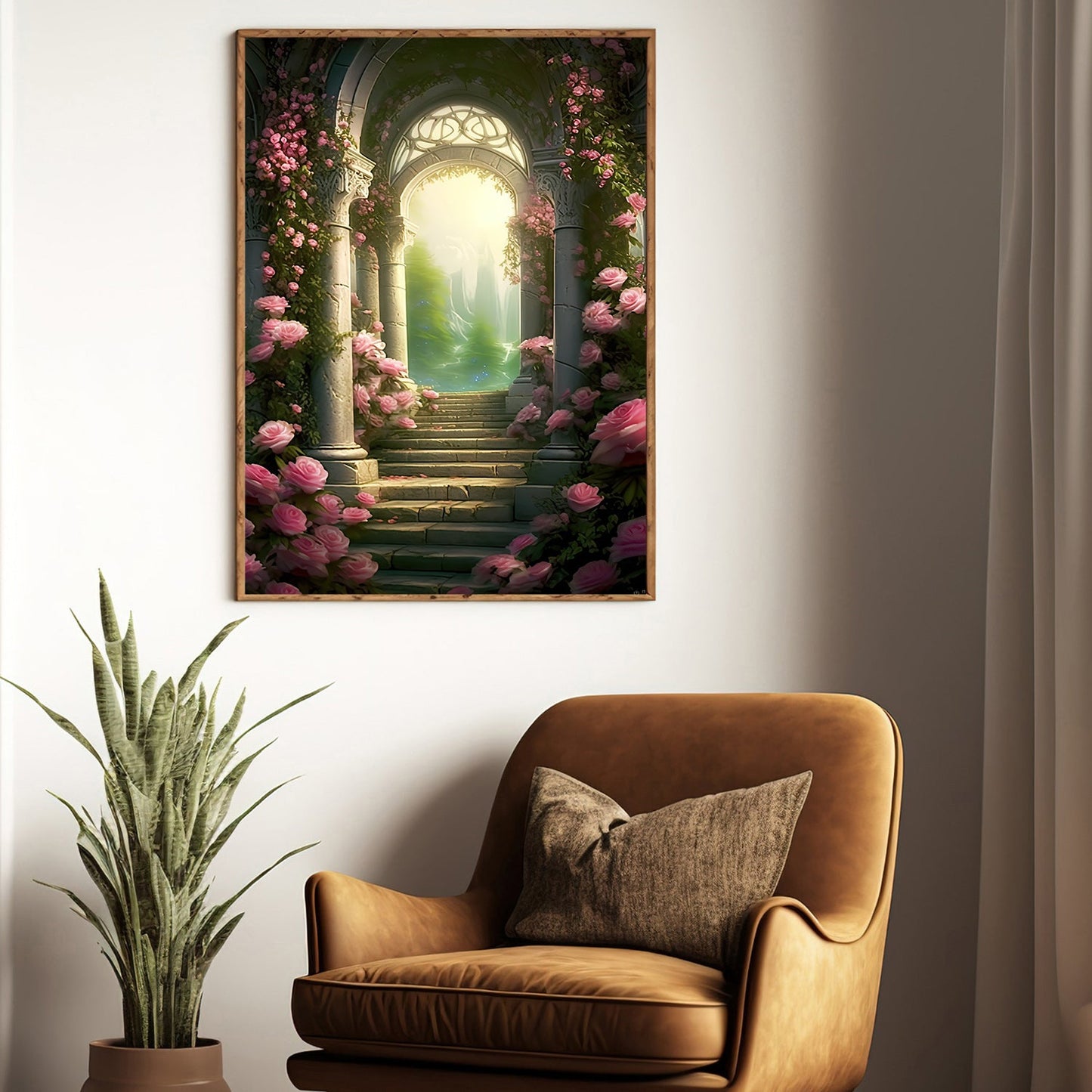 Sanctuary of Bloom, Modern Flower Canvas Painting, Wall Art Decor, Poster Gift For Roses Lovers