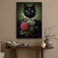 Rose of the Night, Victorian Cat Canvas Painting, Mysterical Wall Art Decor, Poster Gift For Cat Lovers