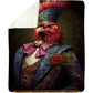 Victorian Rooster Fleece Blanket - The Regal Rooster Sherpa Blanket, Woven Blanket Gift For Rooster Lovers, Victorian Animal Lovers