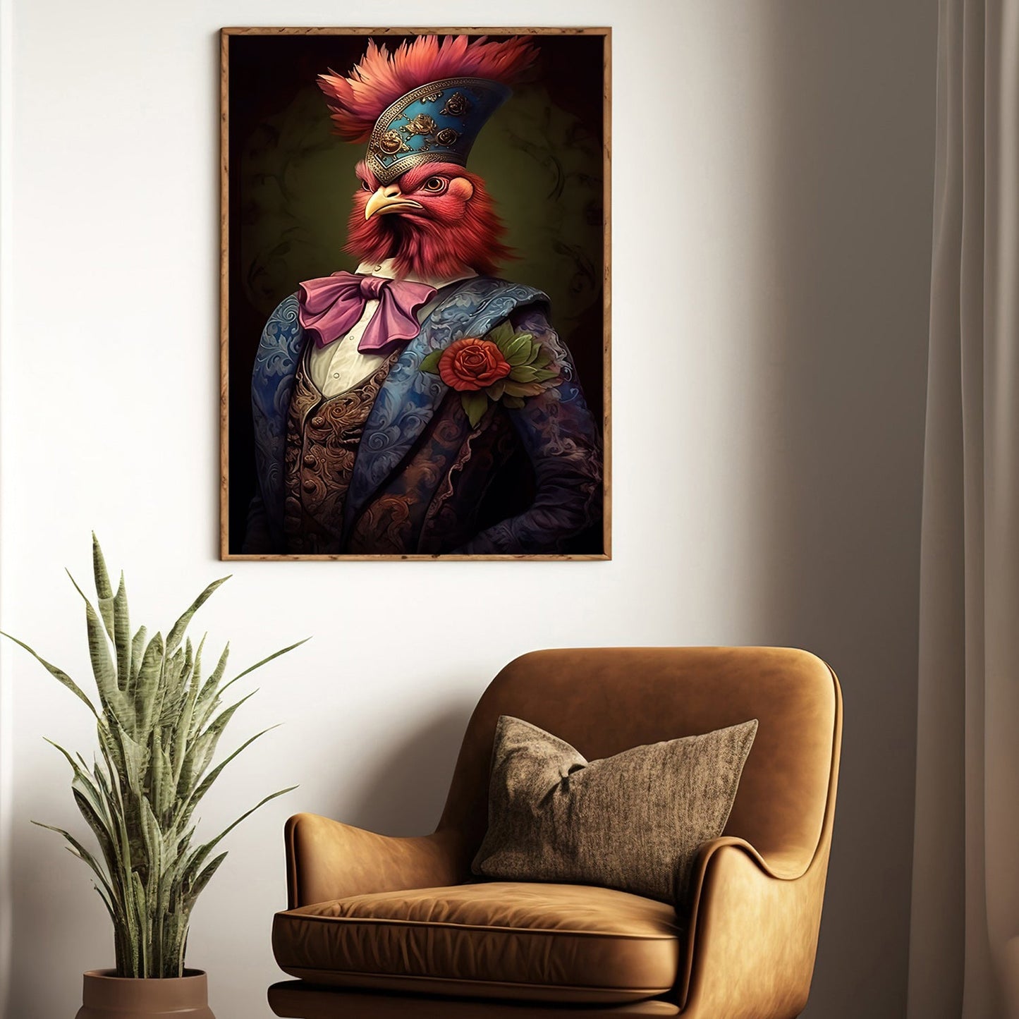 General of the Avian Guard, Victorian Chicken Canvas Painting, Victorian Animal Wall Art Decor, Poster Gift For Chicken Lovers