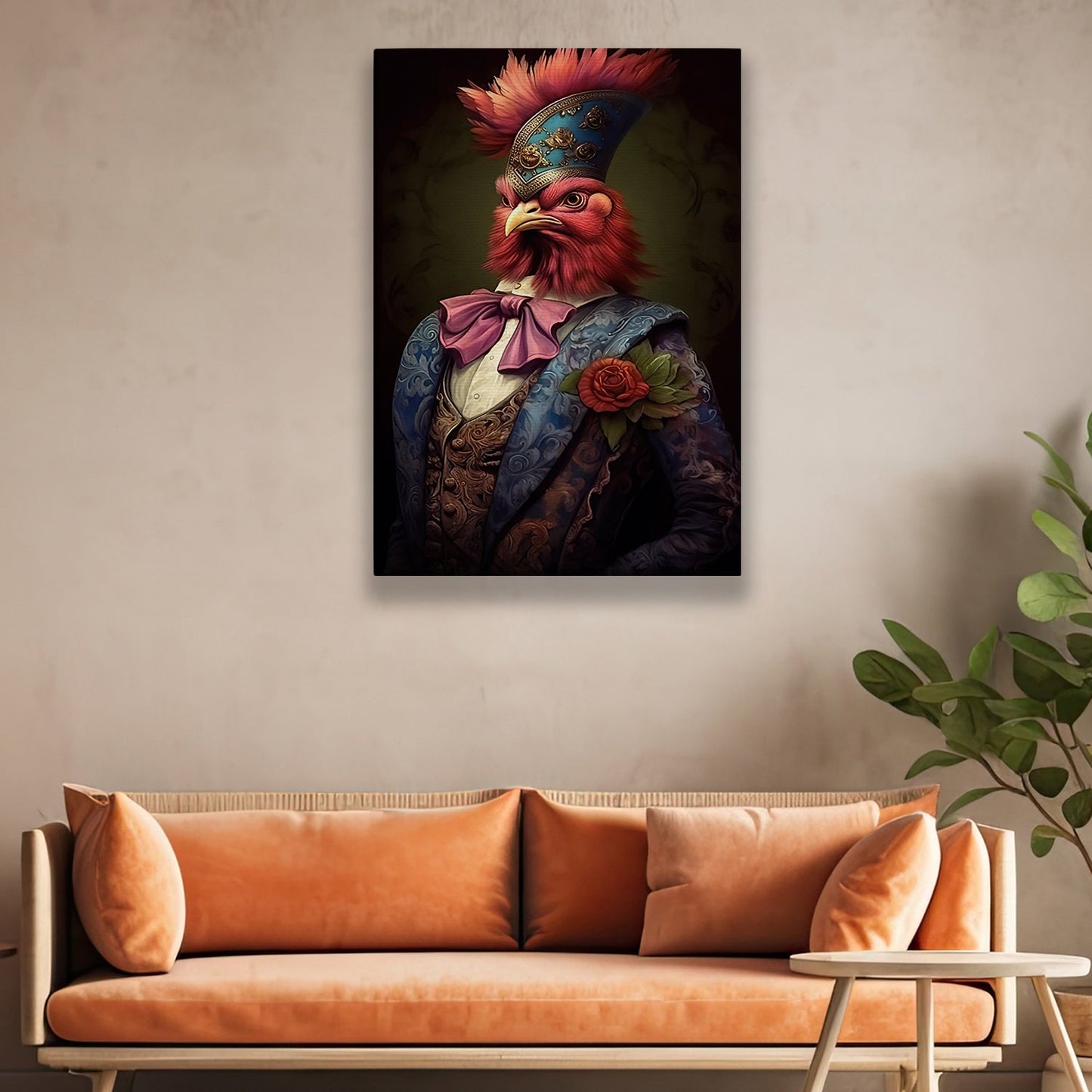 General of the Avian Guard, Victorian Chicken Canvas Painting, Victorian Animal Wall Art Decor, Poster Gift For Chicken Lovers