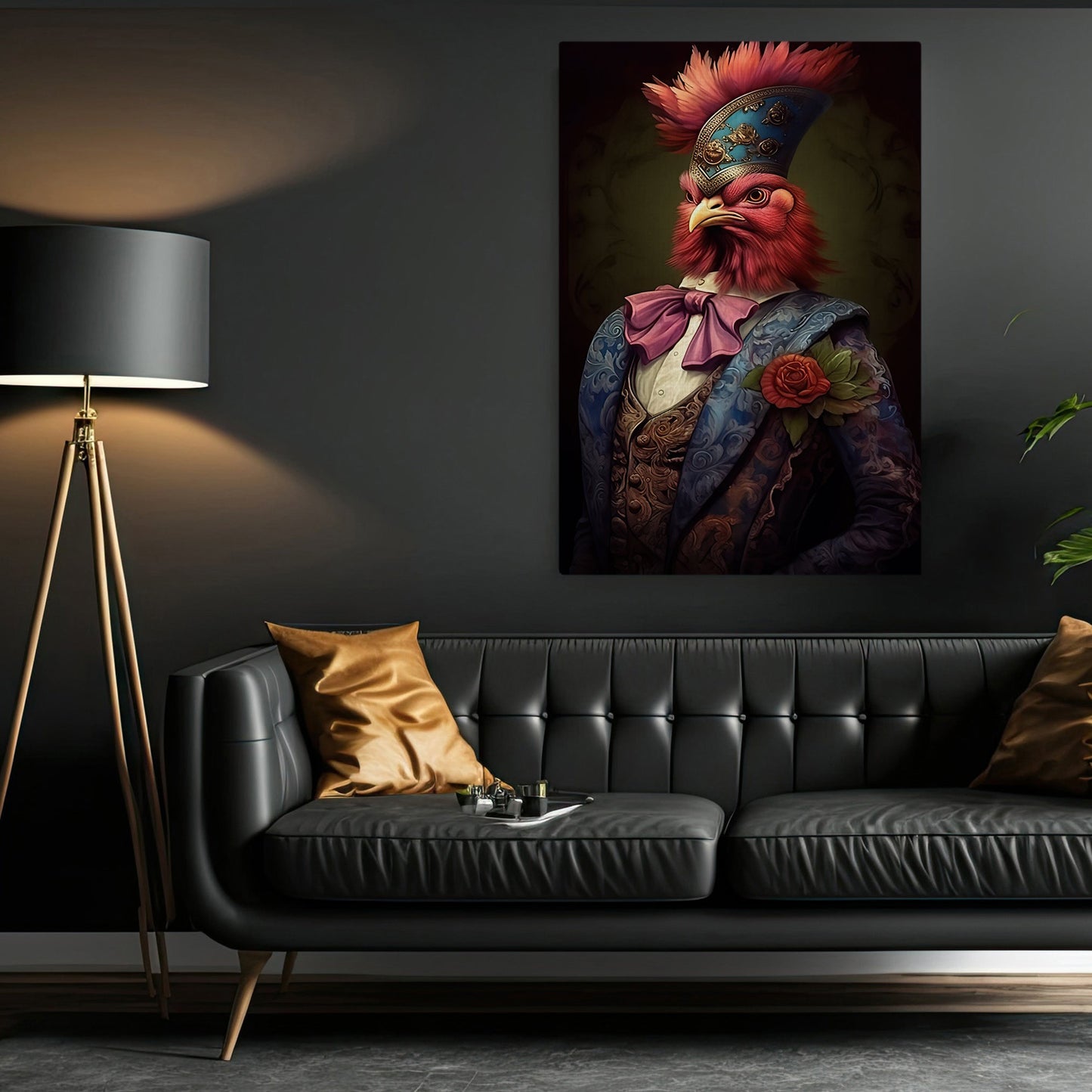 General of the Avian Guard, Victorian Chicken Canvas Painting, Victorian Animal Wall Art Decor, Poster Gift For Chicken Lovers