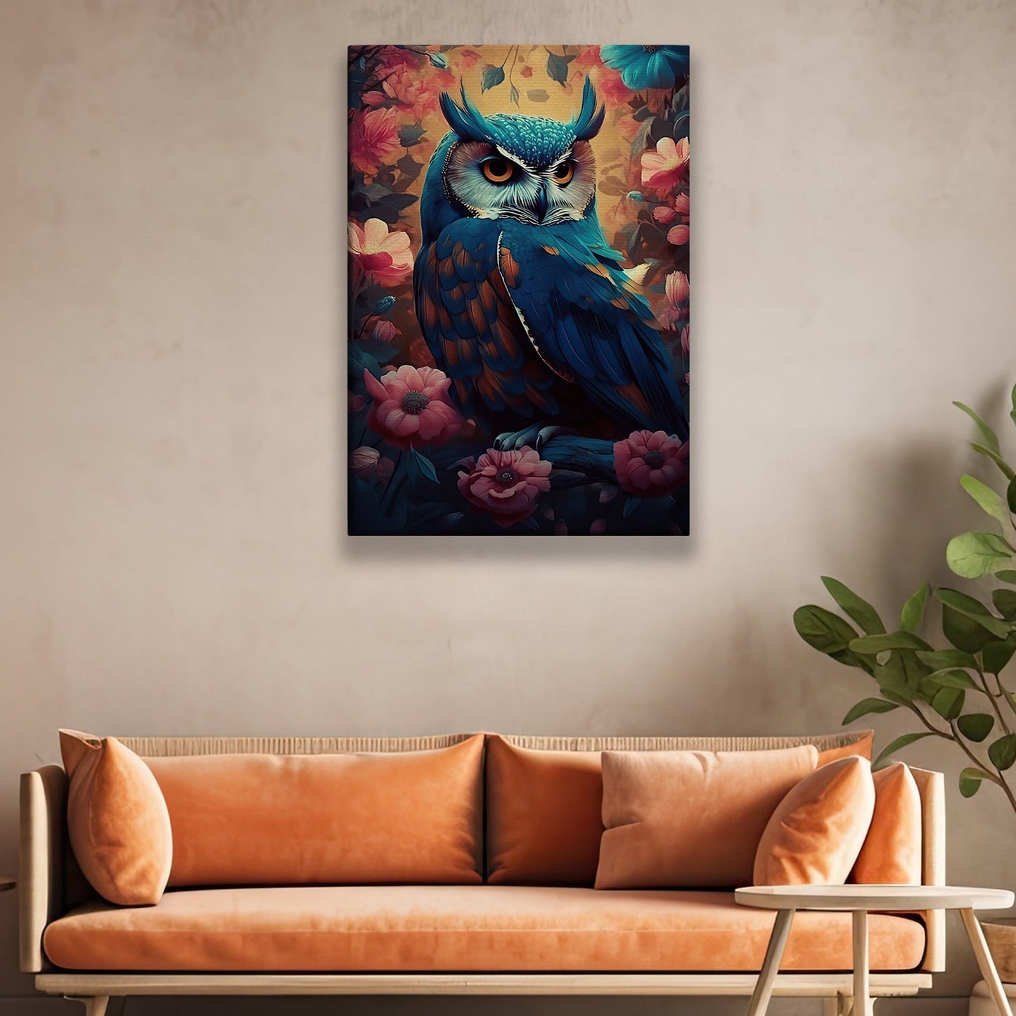 Enchanted Nocturne, Owl Canvas Painting, Mysterical Wall Art Decor, Poster Gift For Owl Lovers