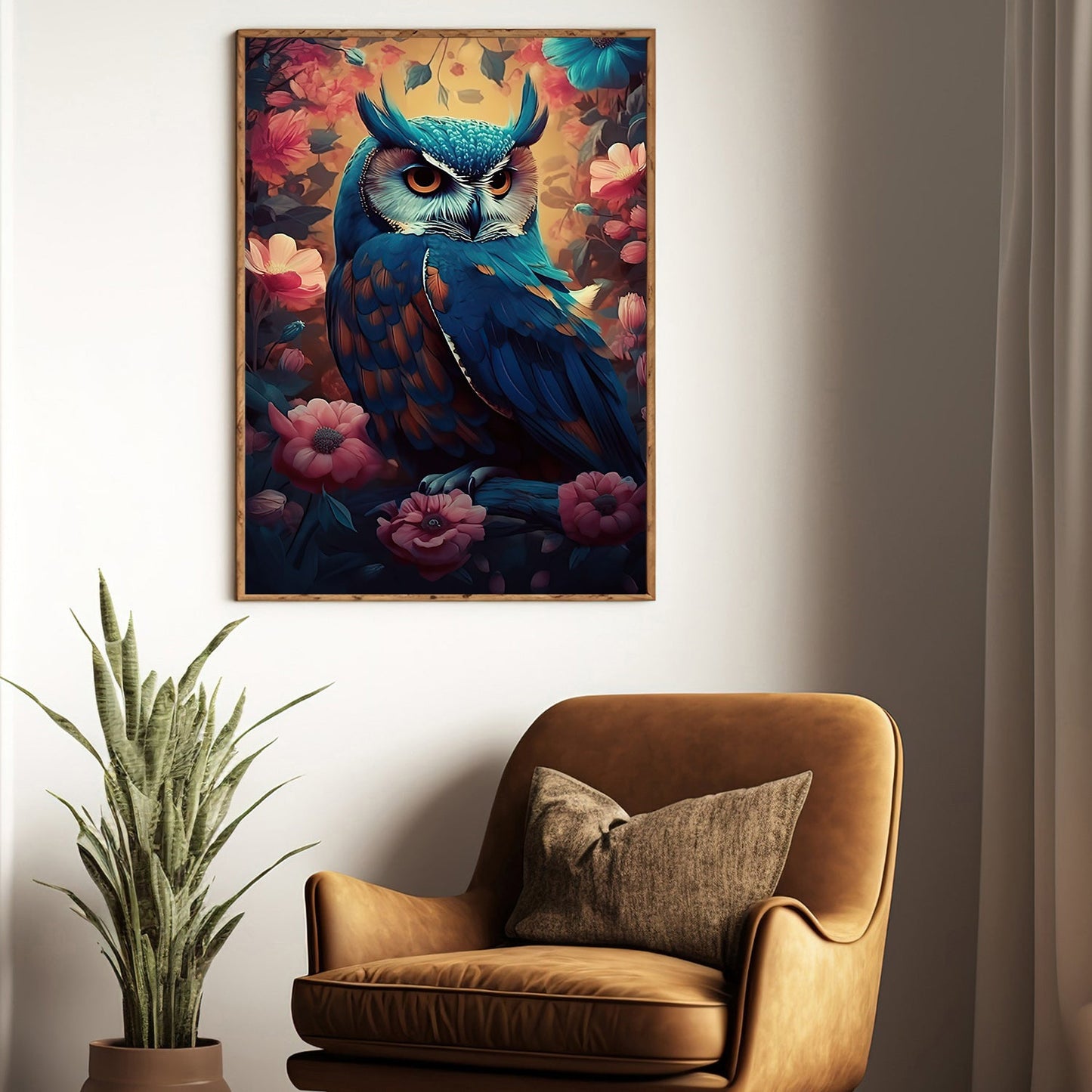 Enchanted Nocturne, Owl Canvas Painting, Mysterical Wall Art Decor, Poster Gift For Owl Lovers