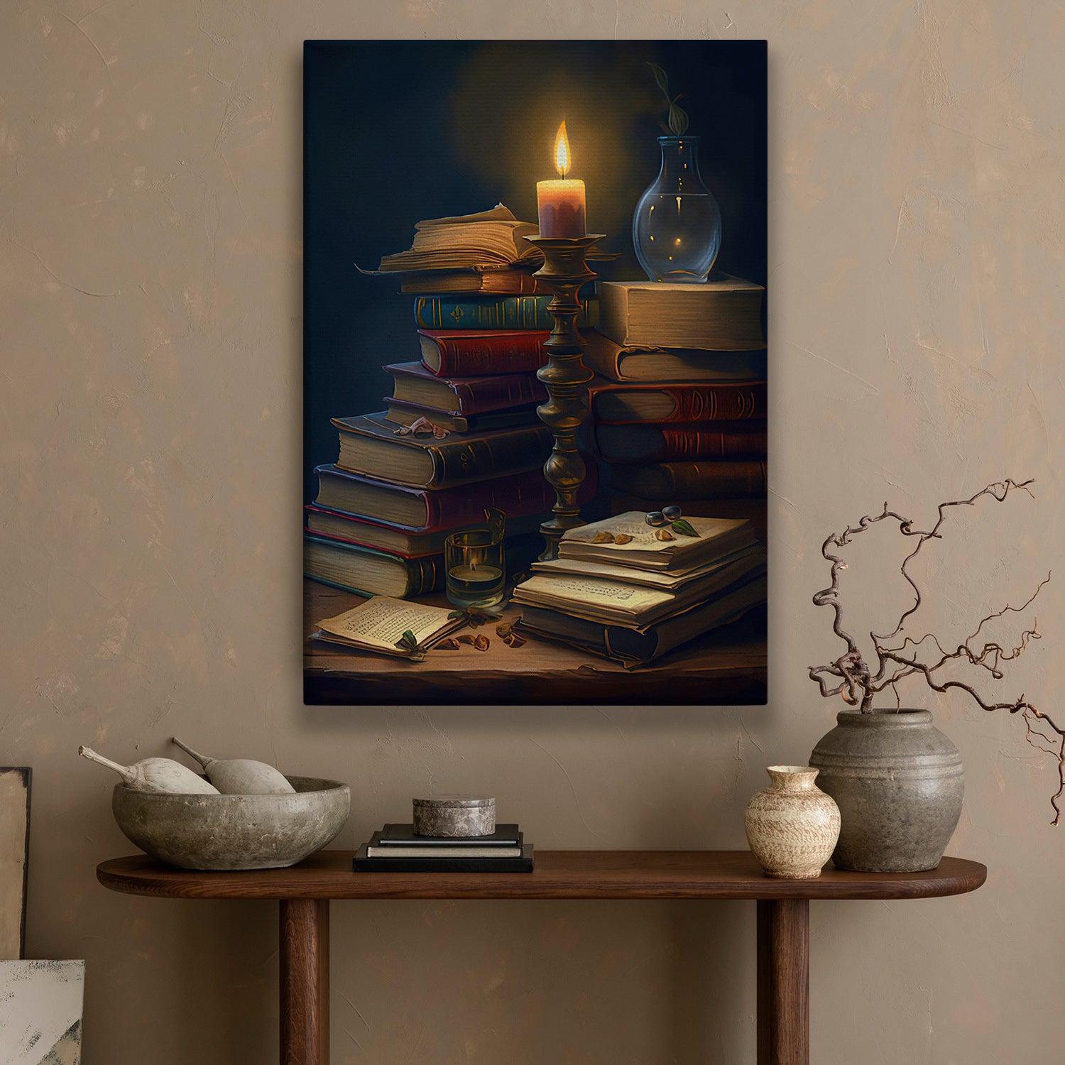Vintage Candle Light And Book Paint By Numbers - PBN Canvas