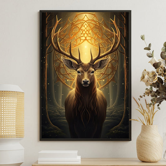 The Stag of Illumination, Deer Canvas Painting, Mysterical Wall Art Decor, Poster Gift For Deer Lovers