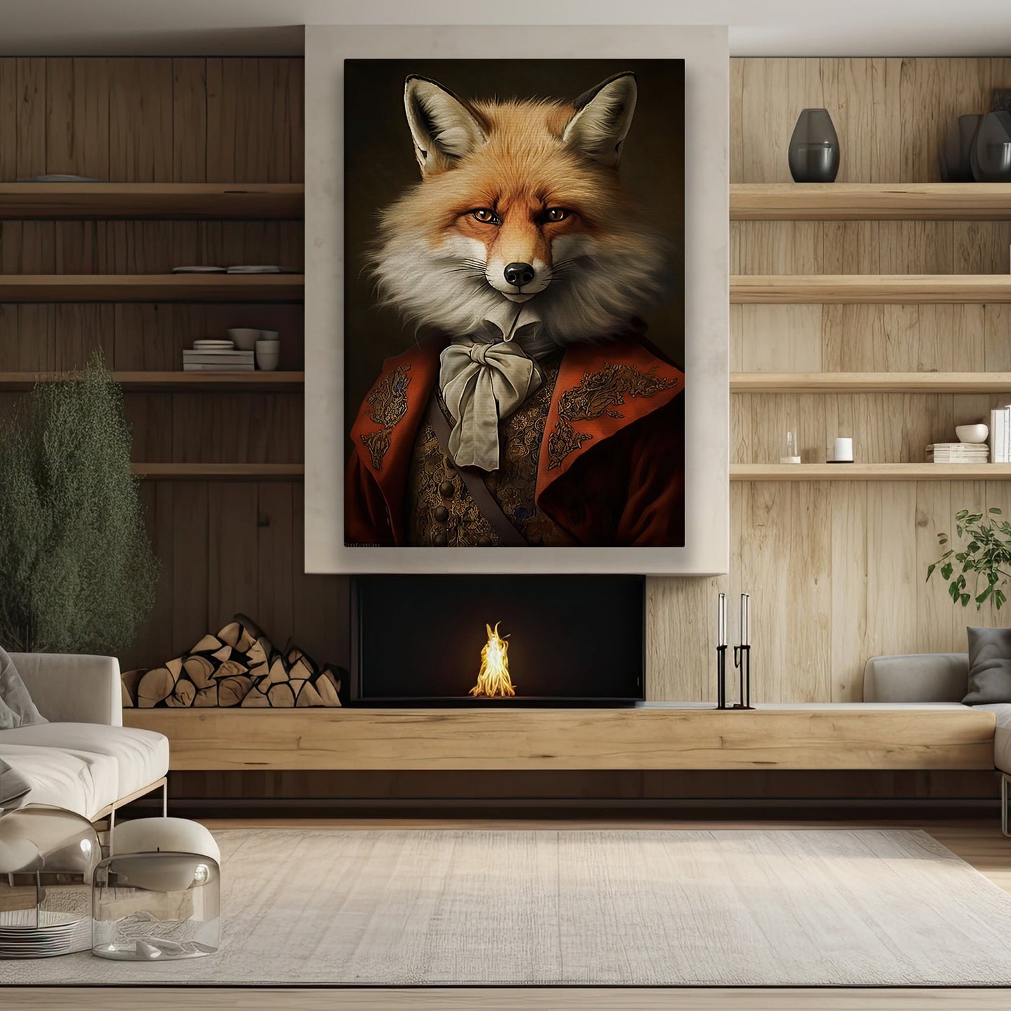 The Aristocrat of the Wild, Victorian Fox Canvas Painting, Mysterical Wall Art Decor, Poster Gift For Fox Lovers