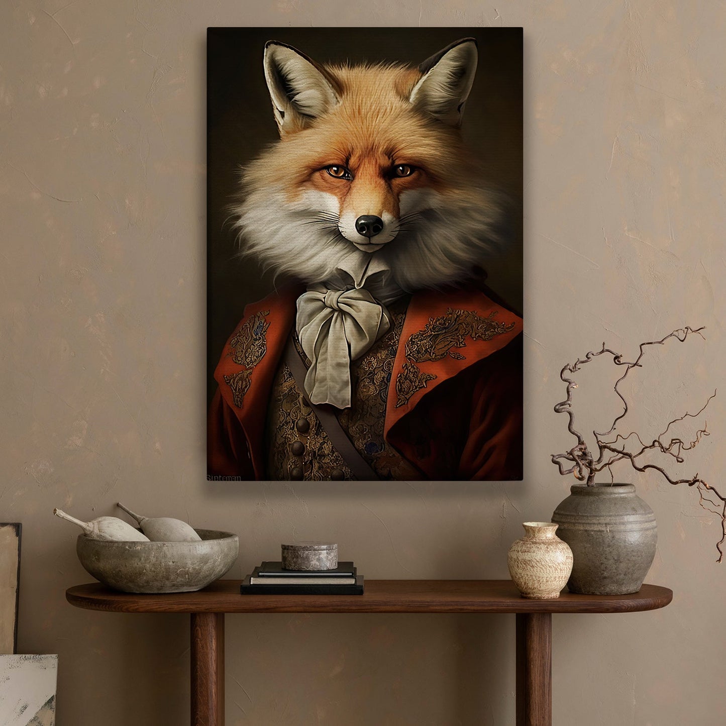 The Aristocrat of the Wild, Victorian Fox Canvas Painting, Mysterical Wall Art Decor, Poster Gift For Fox Lovers