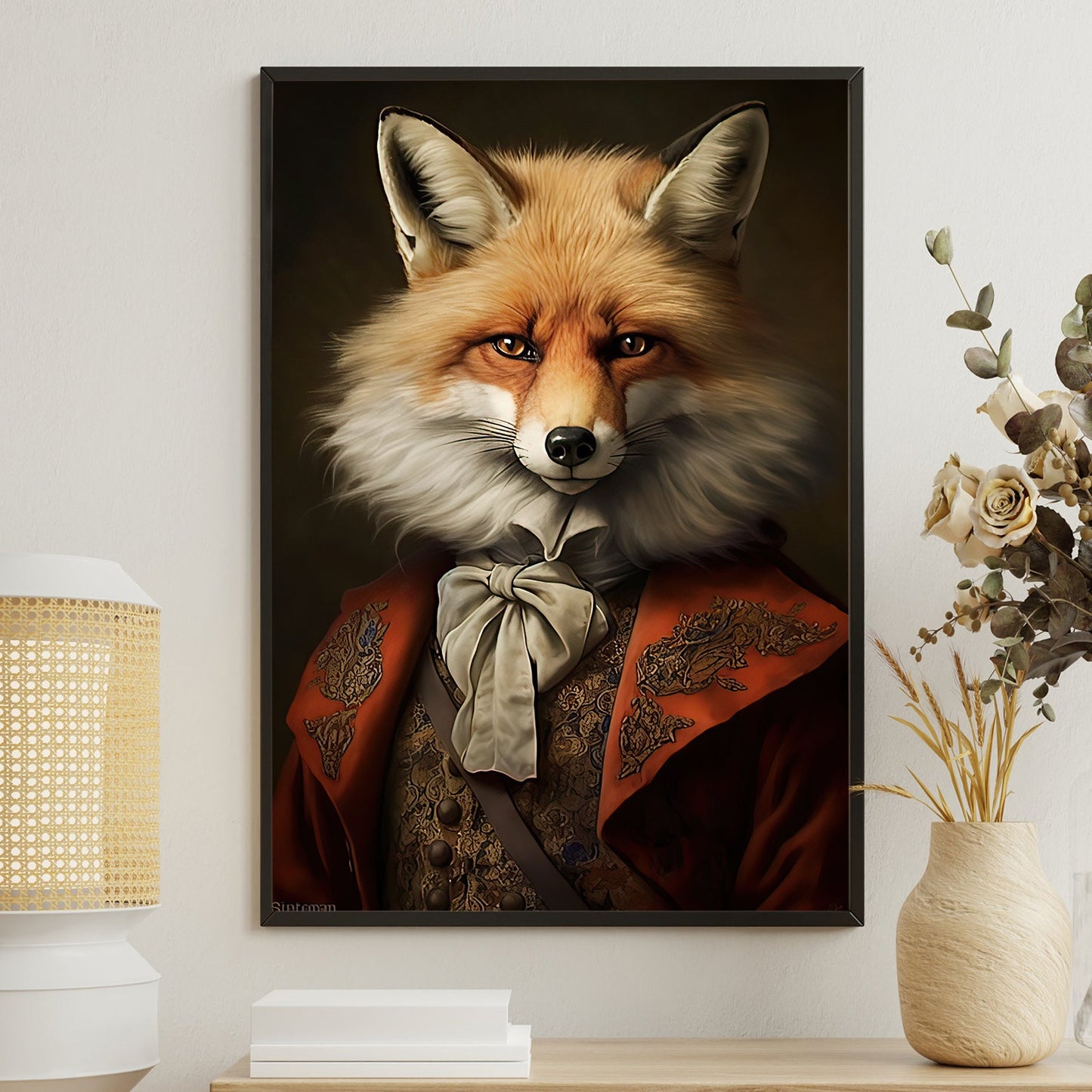 The Aristocrat of the Wild, Victorian Fox Canvas Painting, Mysterical Wall Art Decor, Poster Gift For Fox Lovers