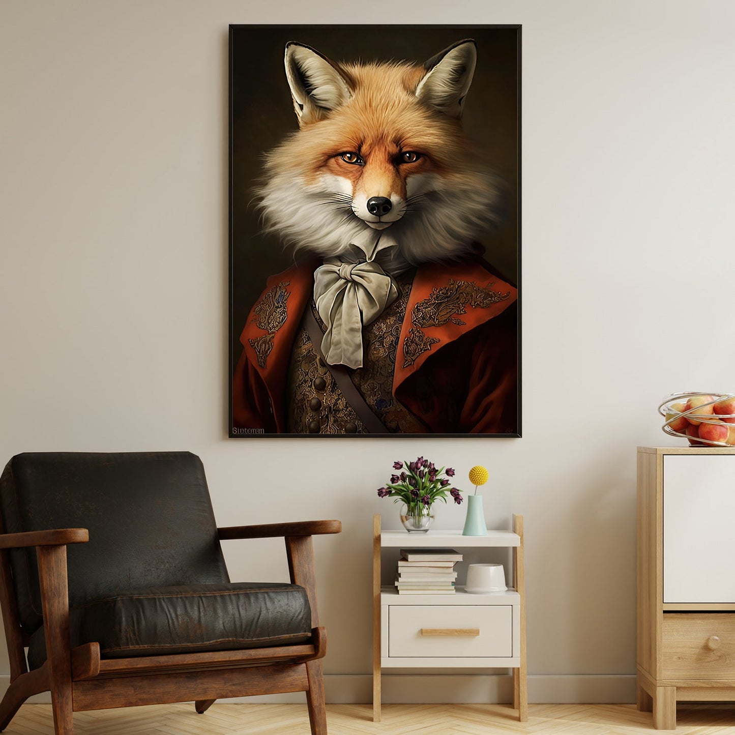 The Aristocrat of the Wild, Victorian Fox Canvas Painting, Mysterical Wall Art Decor, Poster Gift For Fox Lovers