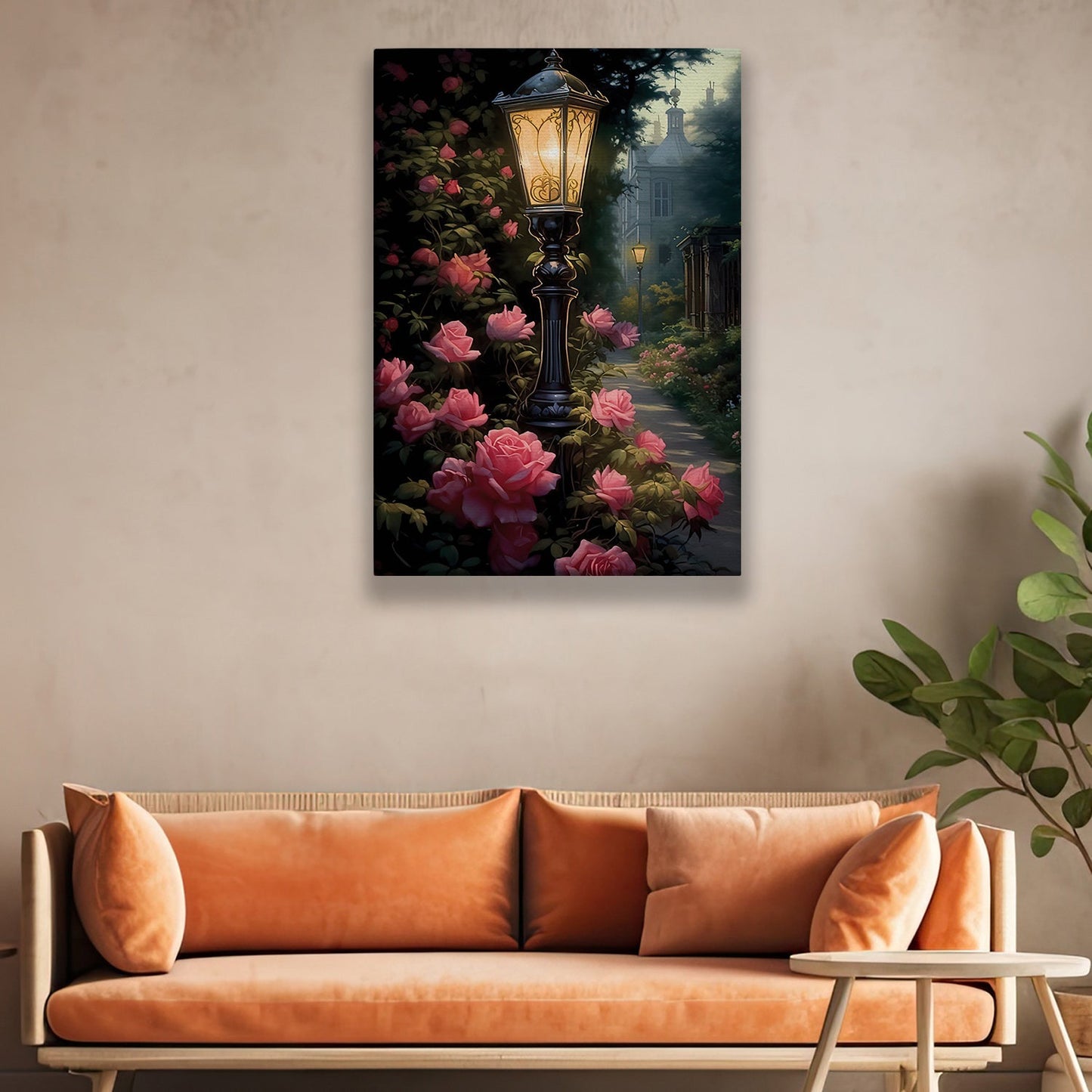 Twilight Blossoms, Modern Flower Canvas Painting, Wall Art Decor, Poster Gift For Roses Lovers