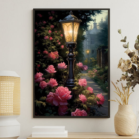 Twilight Blossoms, Modern Flower Canvas Painting, Wall Art Decor, Poster Gift For Roses Lovers