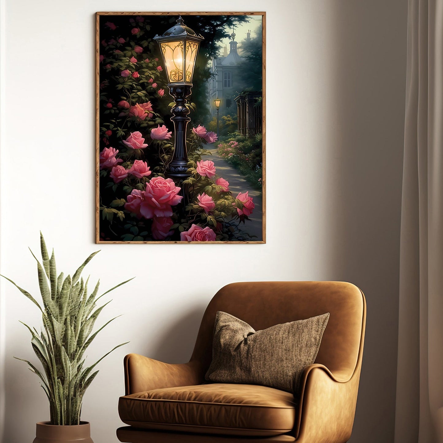 Twilight Blossoms, Modern Flower Canvas Painting, Wall Art Decor, Poster Gift For Roses Lovers