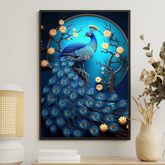 The Peacock's Twilight, Peacock Canvas Painting, Mysterical Wall Art Decor, Poster Gift For Peacock Lovers