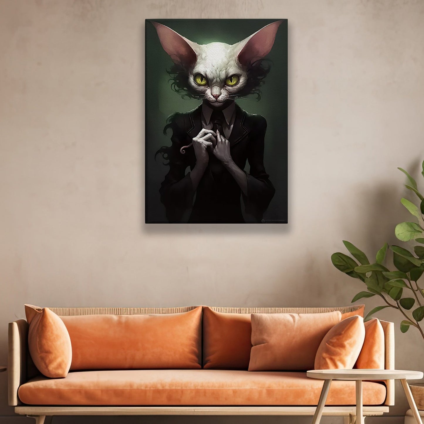 Whispers of the Enchanted, Victorian Cat Canvas Painting, Mysterical Wall Art Decor, Poster Gift For Cat Lovers