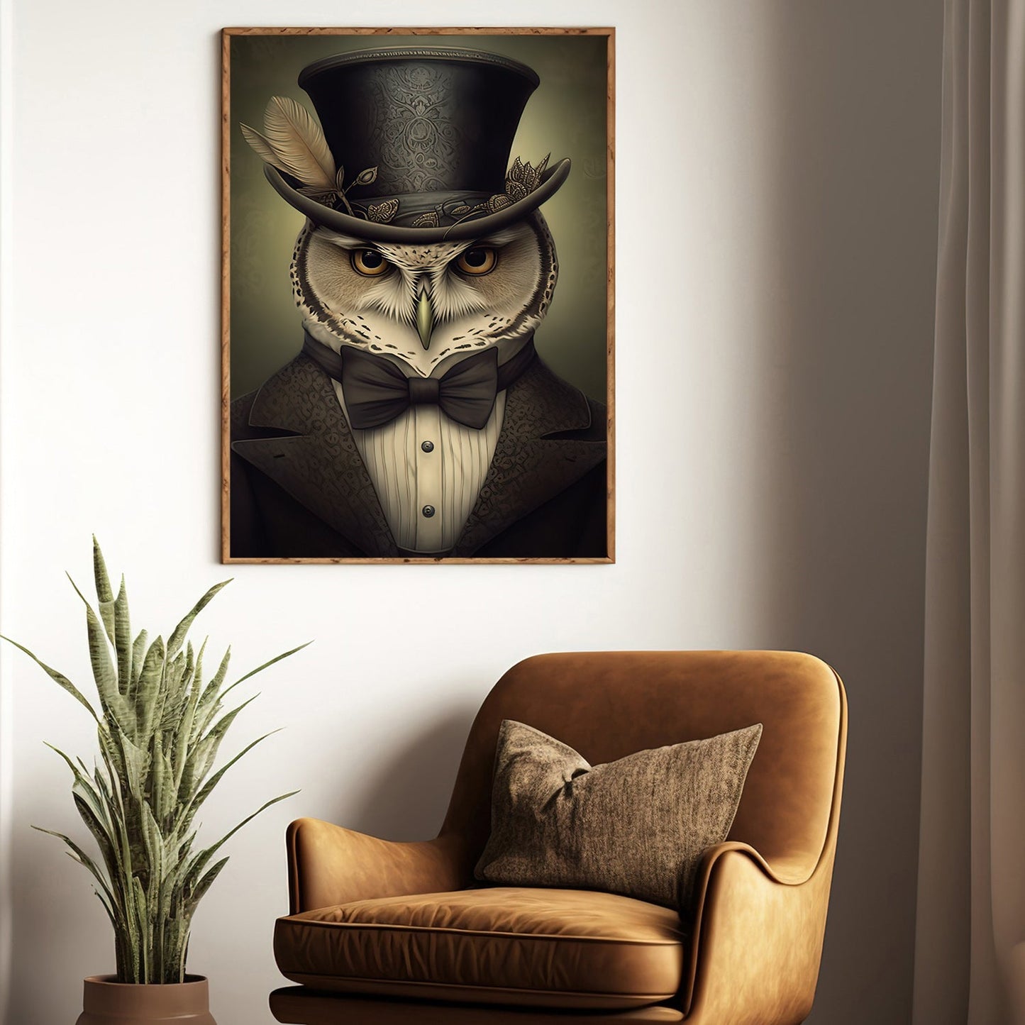 Portrait Owl In Suit, Owl Canvas Painting, Wall Art Decor - Poster Gift For Owl Lovers