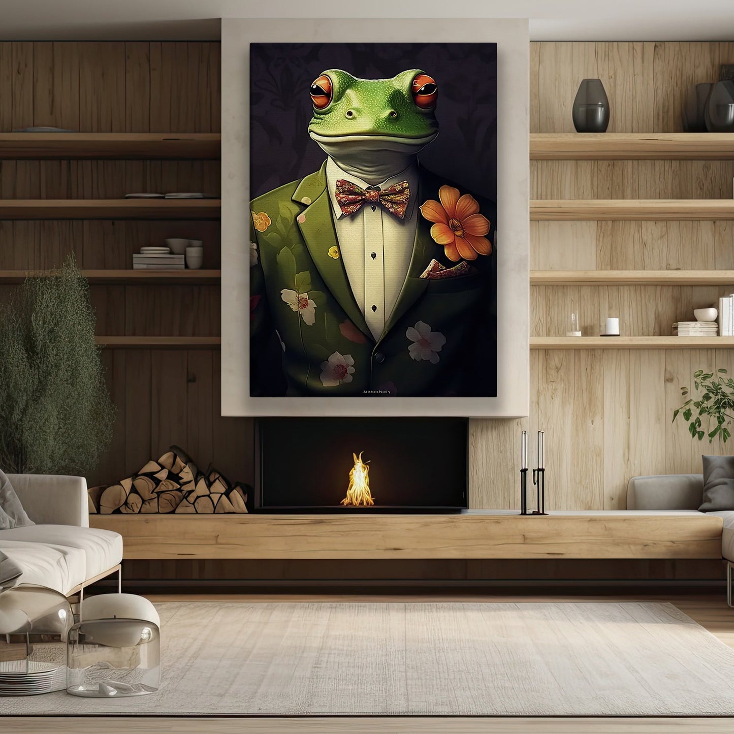 The Floral Diplomat, Victorian Frog Canvas Painting, Victorian Animal Wall Art Decor, Poster Gift For Frog Lovers