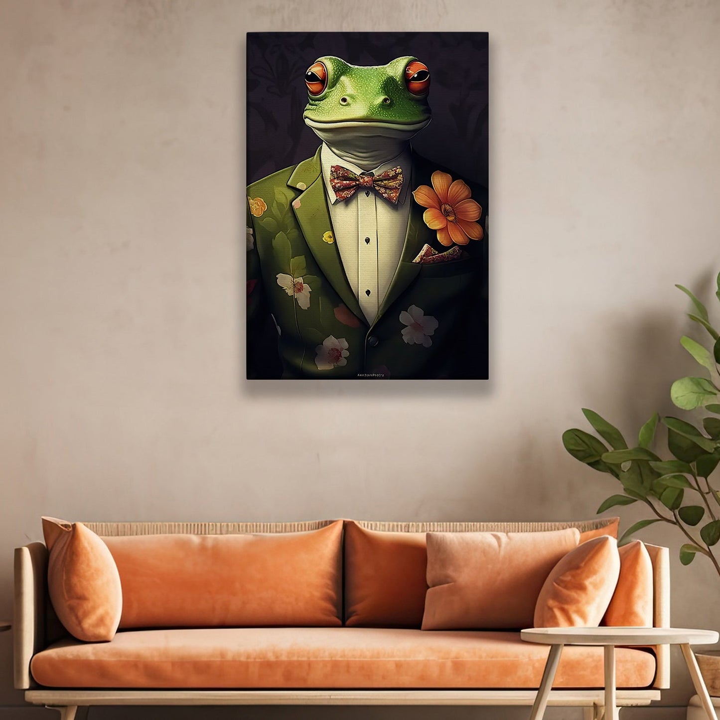 The Floral Diplomat, Victorian Frog Canvas Painting, Victorian Animal Wall Art Decor, Poster Gift For Frog Lovers