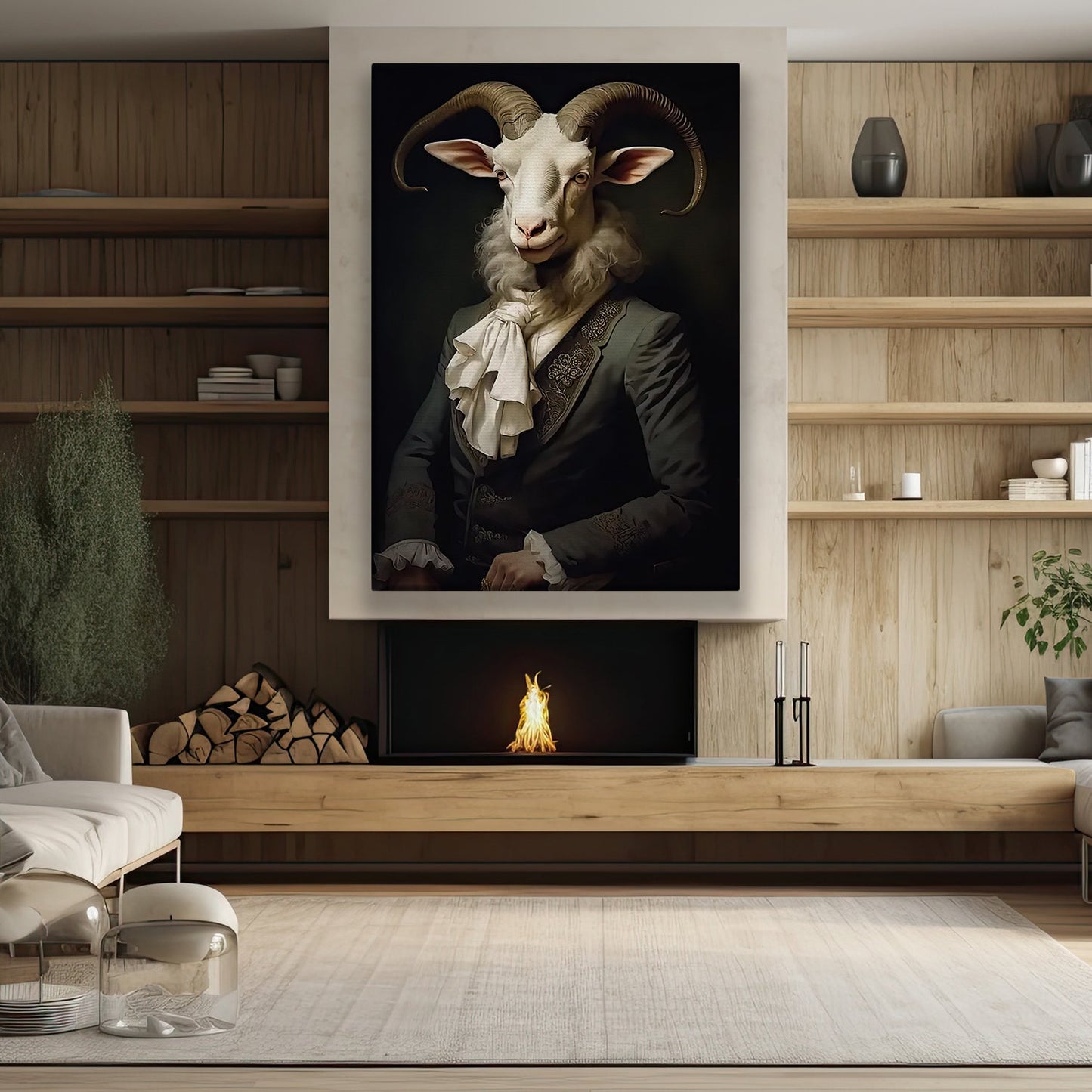 The Aristocratic Ram, Victorian Goat Canvas Painting, Victorian Animal Wall Art Decor, Poster Gift For Goat Lovers