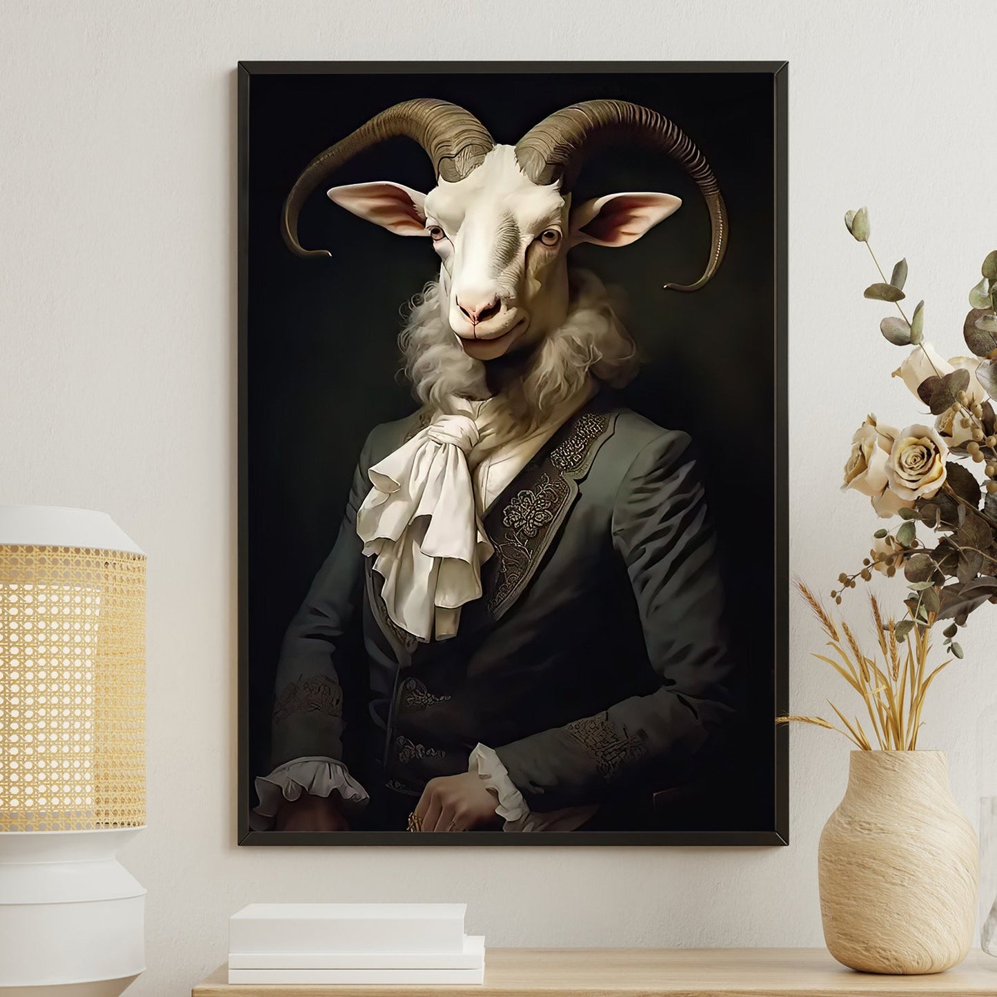 The Aristocratic Ram, Victorian Goat Canvas Painting, Victorian Animal Wall Art Decor, Poster Gift For Goat Lovers