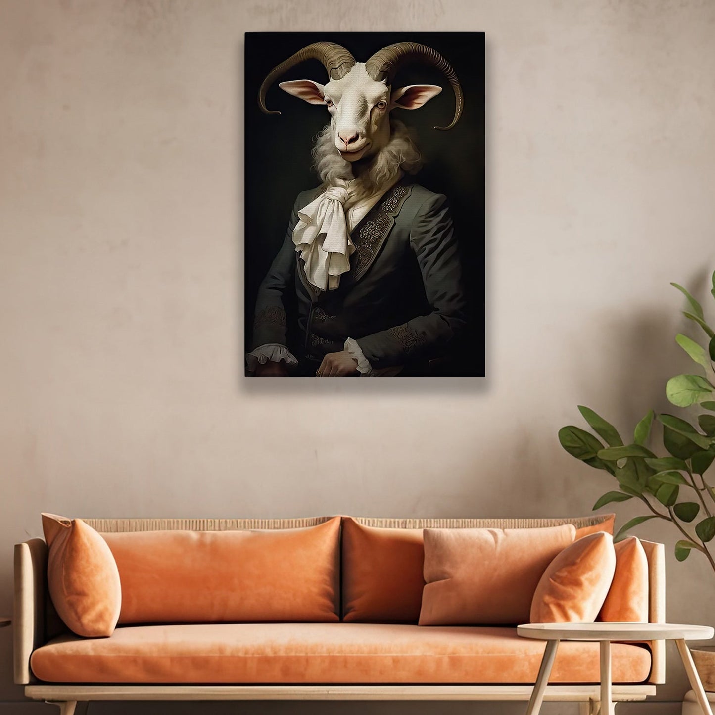 The Aristocratic Ram, Victorian Goat Canvas Painting, Victorian Animal Wall Art Decor, Poster Gift For Goat Lovers