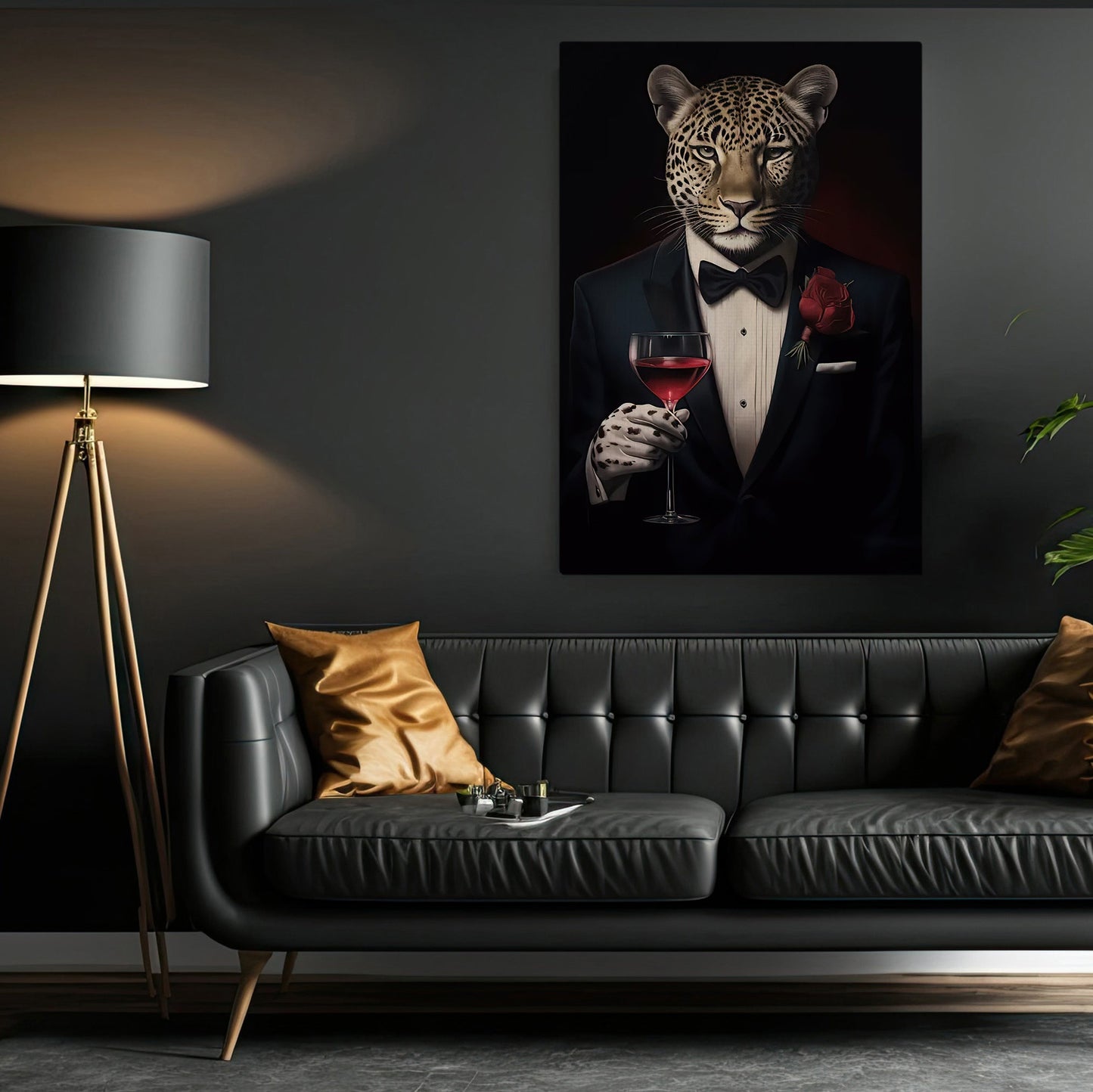 The Sophisticated Spots, Victorian Leopard Canvas Painting, Victorian Animal Wall Art Decor, Poster Gift For Leopard Lovers