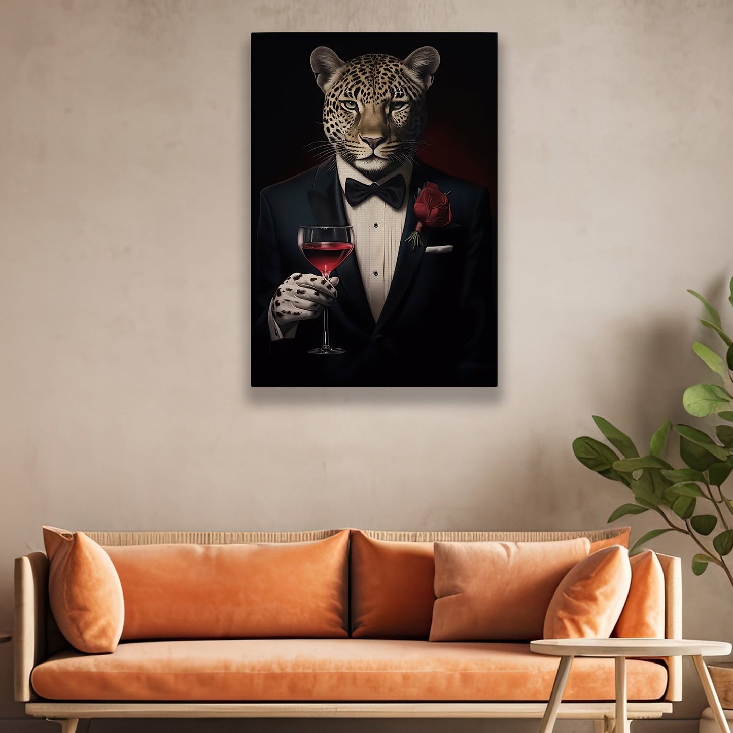 The Sophisticated Spots, Victorian Leopard Canvas Painting, Victorian Animal Wall Art Decor, Poster Gift For Leopard Lovers