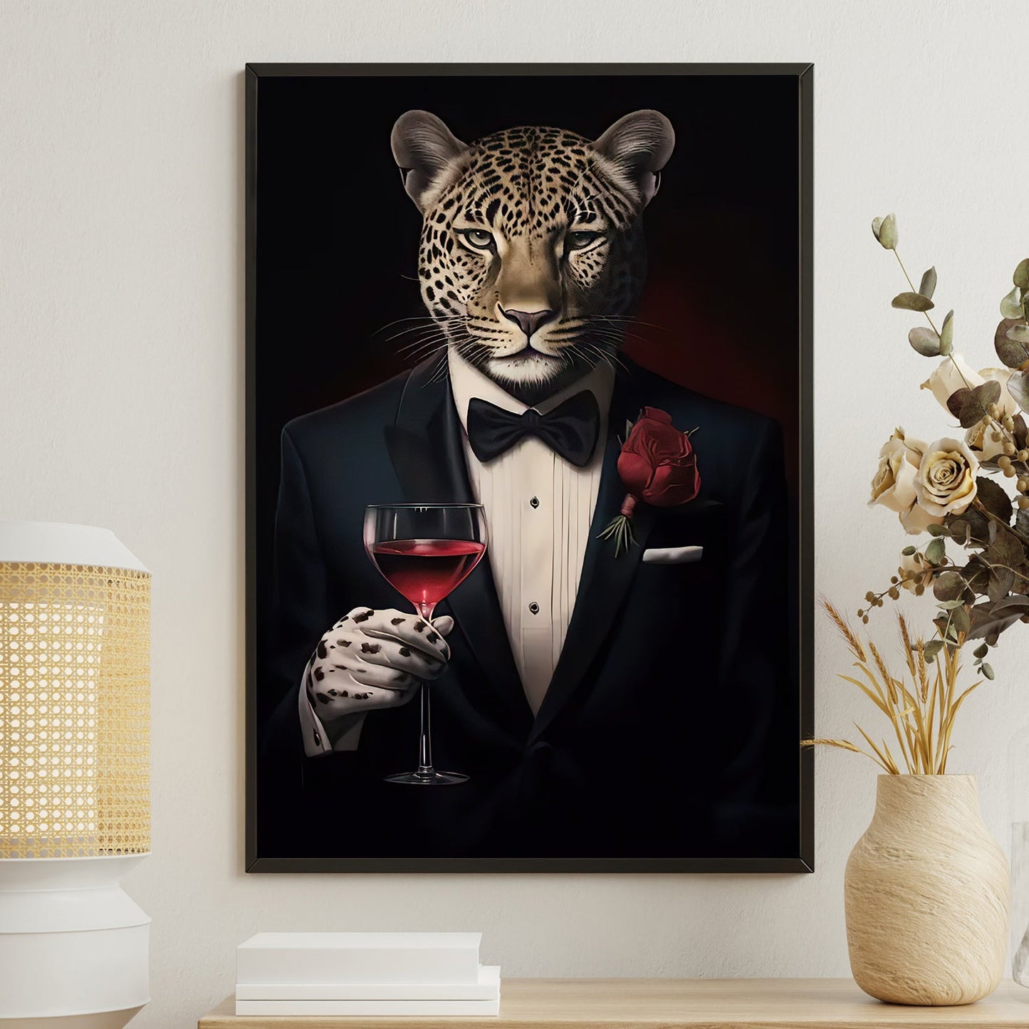 The Sophisticated Spots, Victorian Leopard Canvas Painting, Victorian Animal Wall Art Decor, Poster Gift For Leopard Lovers