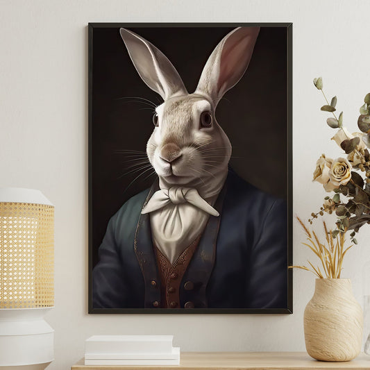 The Gentleman Hare, Victorian Rabbit Canvas Painting, Mystery Wall Art Decor, Poster Gift For Rabbit Lovers