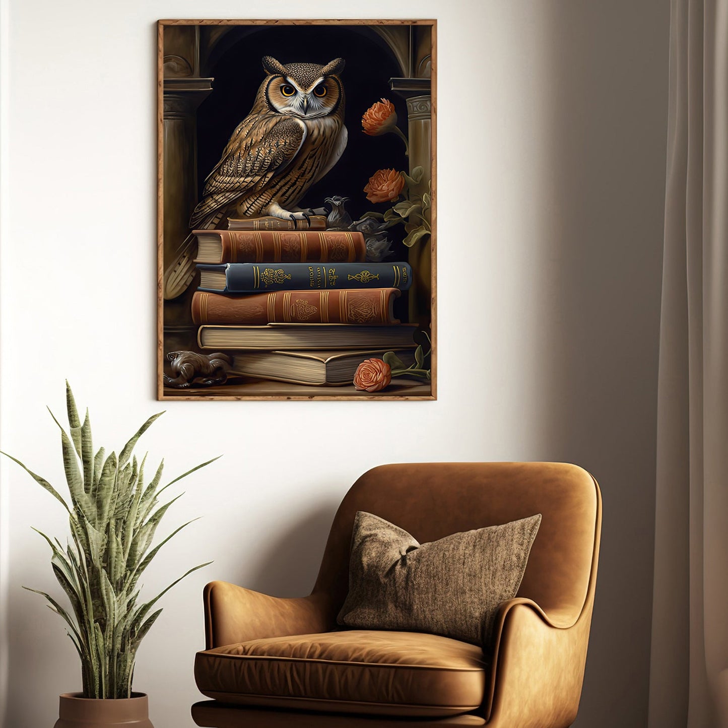 Look At Me, Owl Canvas Painting, Wall Art Decor - Poster Gift For Book Lovers
