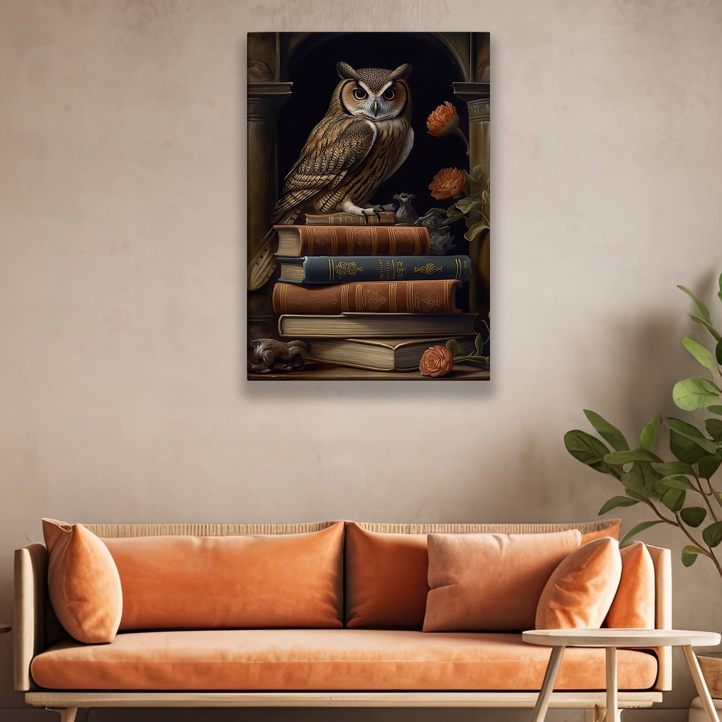 Look At Me, Owl Canvas Painting, Wall Art Decor - Poster Gift For Book Lovers
