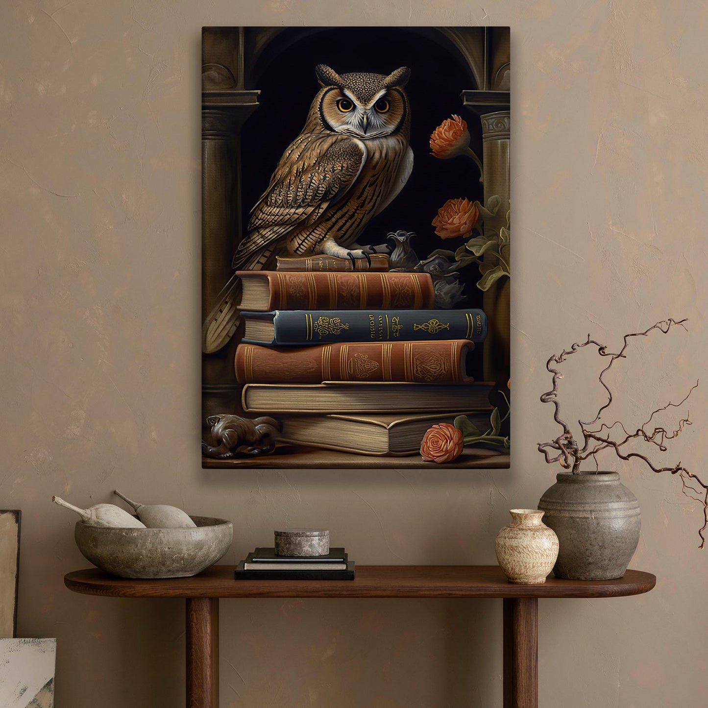 Look At Me, Owl Canvas Painting, Wall Art Decor - Poster Gift For Book Lovers