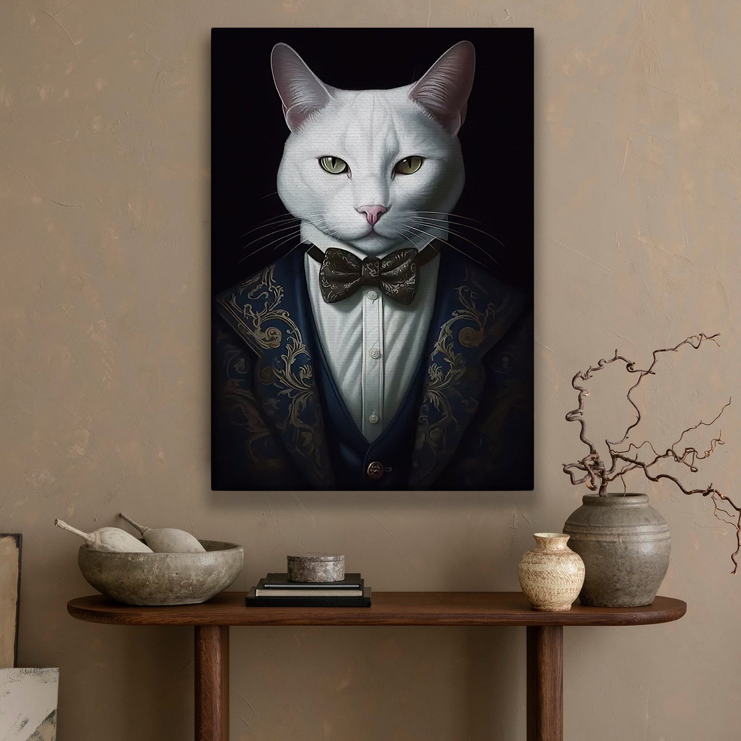 The Regal Whiskers, Victorian Cat Canvas Painting, Mysterical Wall Art Decor, Poster Gift For Cat Lovers