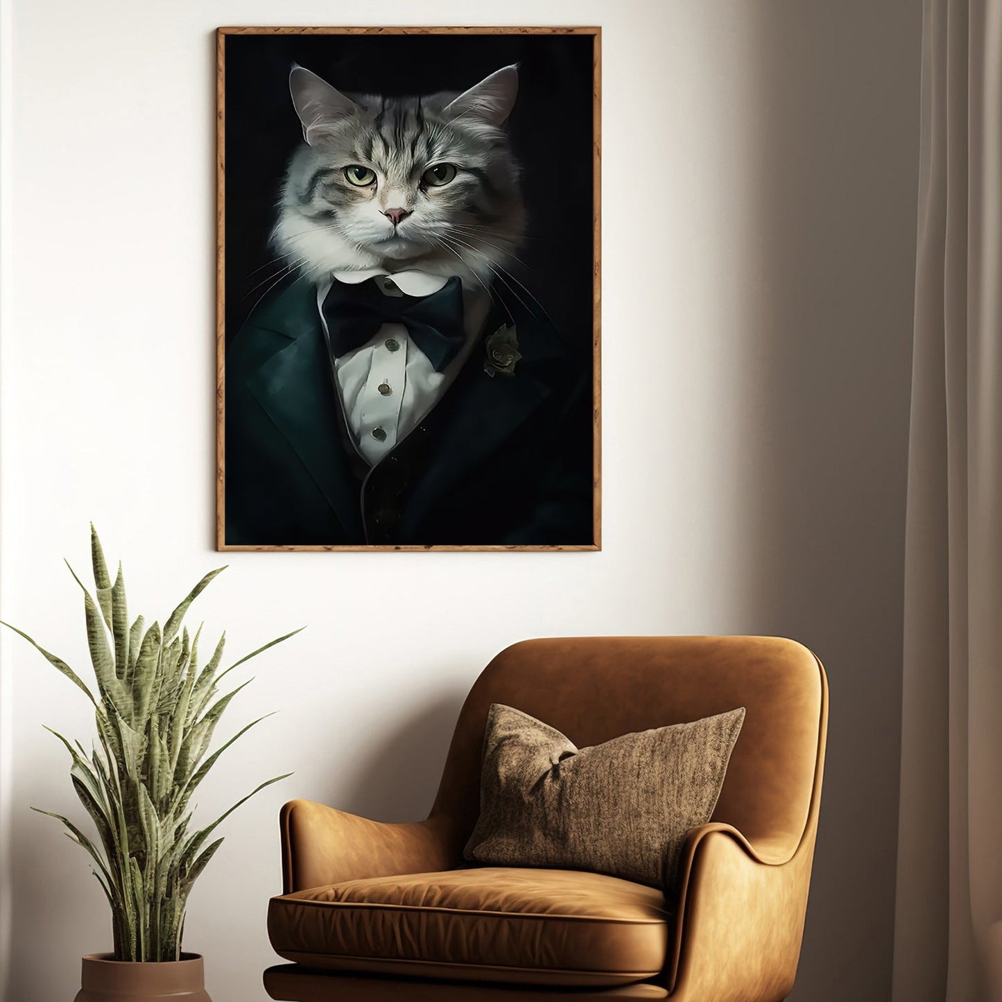 Evening Elegance, Victorian Cat Canvas Painting, Victorian Animal Wall Art Decor, Poster Gift For Cat Lovers