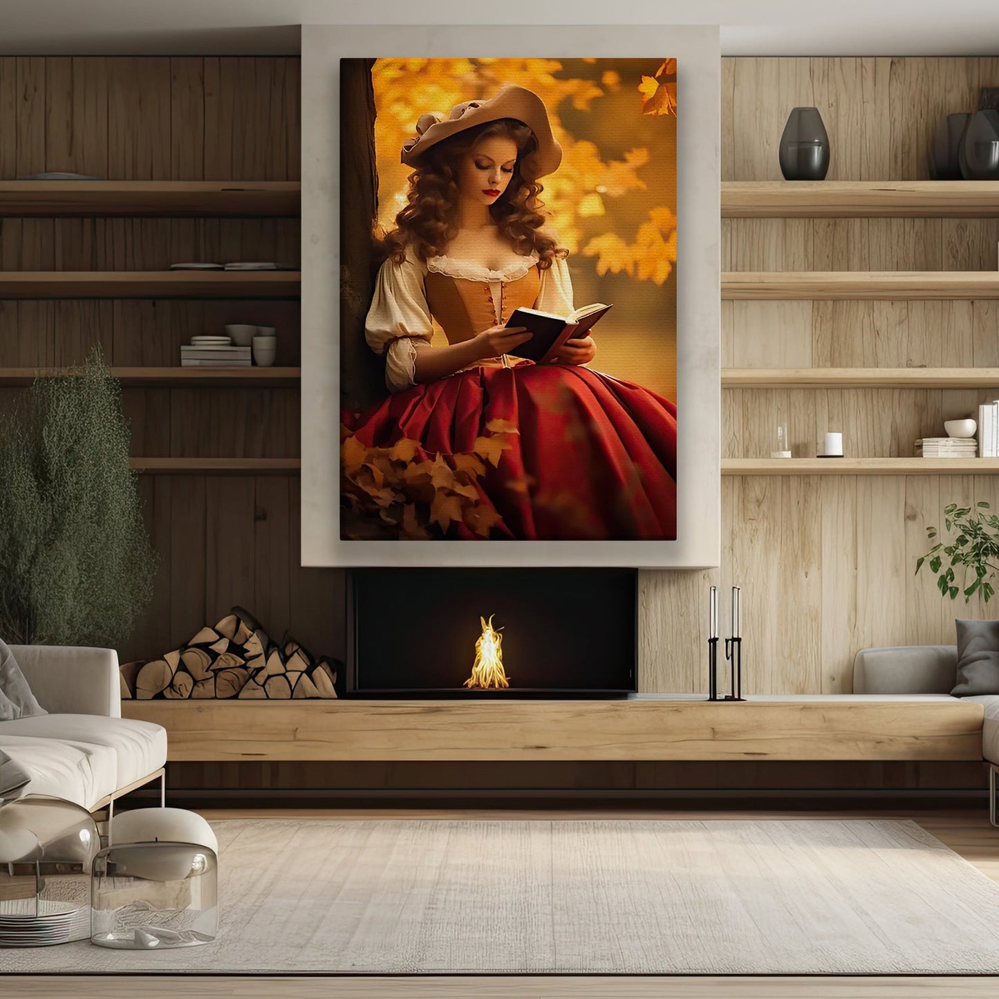 Autumn Reverie, Victorian Girl Canvas Painting, Historical Wall Art Decor, Poster Gift For Girls